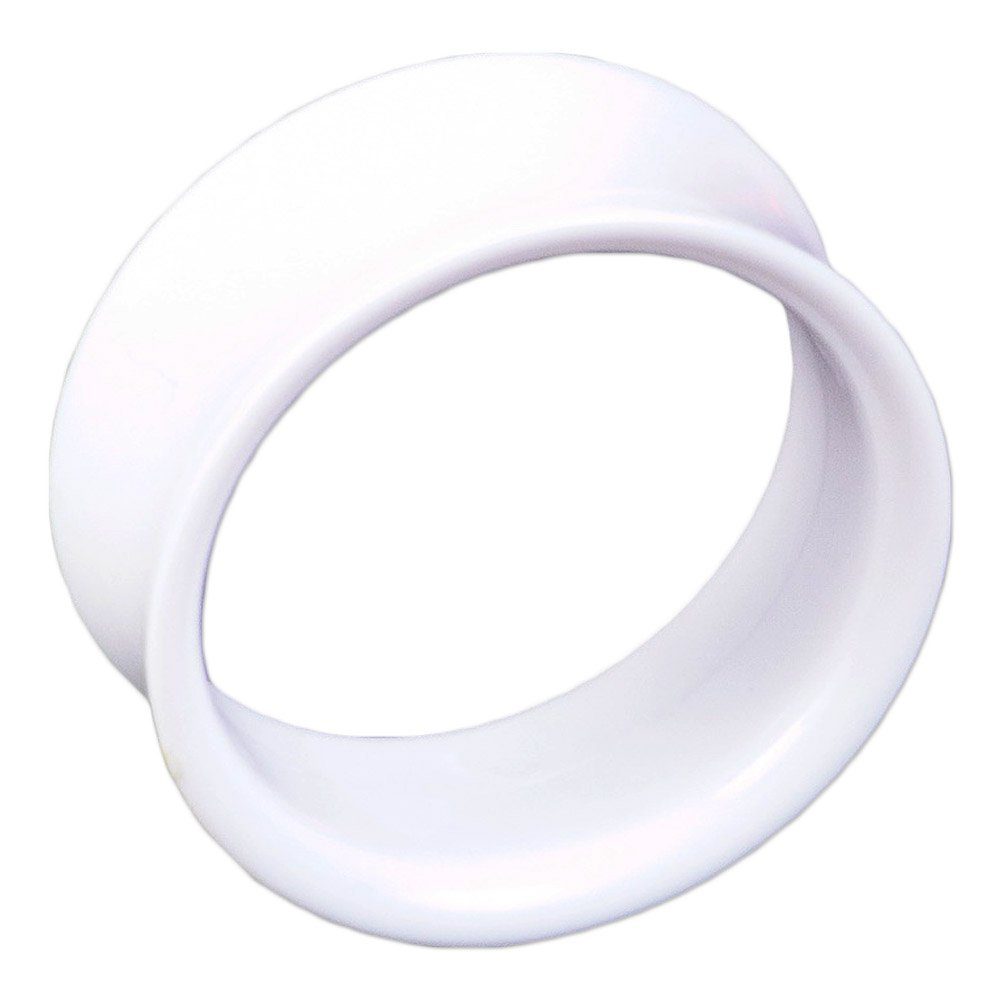 viva-adorno Plug 1 Stück Double Flared Flesh Tunnel Tube Tunnel Ohr Piercing, ohne Gewinde Kunststoff Acryl Größe 3-22mm Weiß
