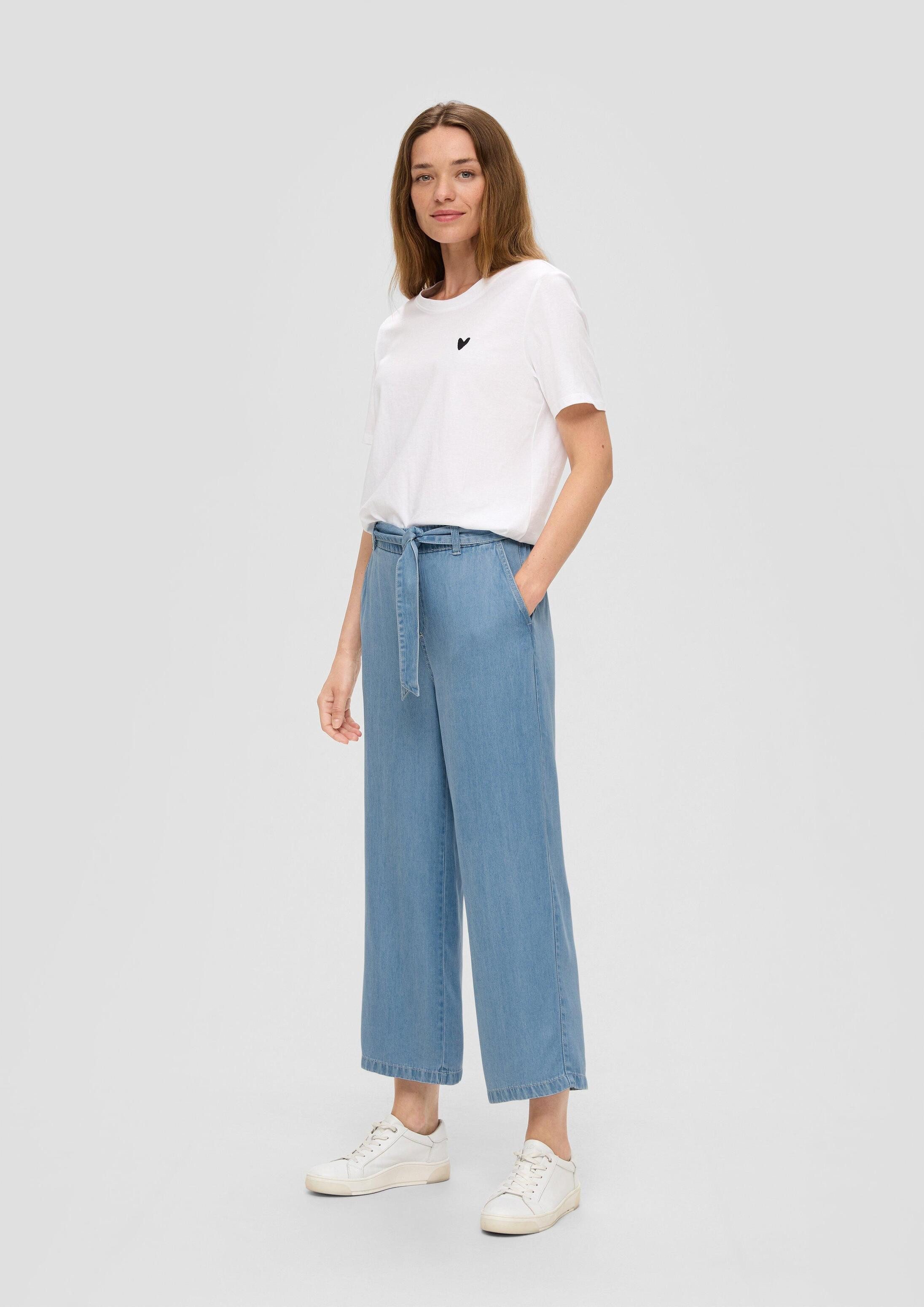s.Oliver Weite Jeans Hose Culotte-Jeans aus Lyocell / High Rise / Wide Leg / Bindegürtel