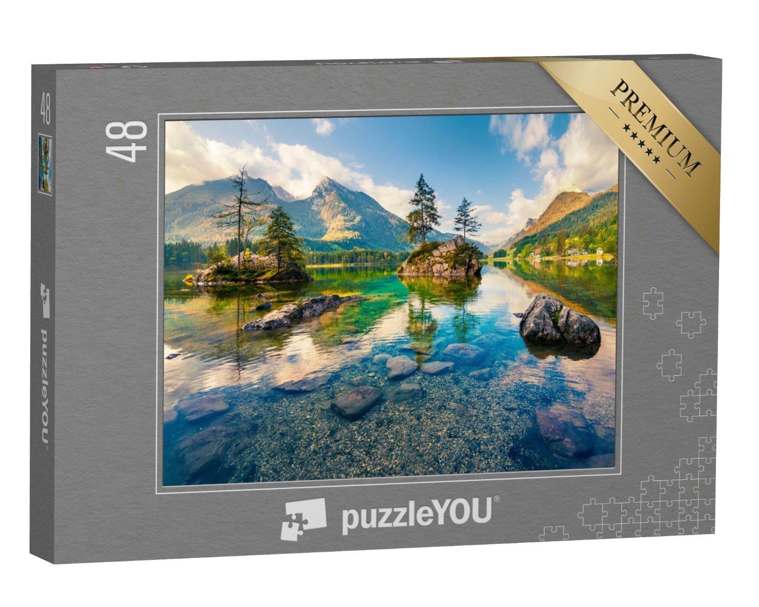 puzzleYOU Puzzle Morgen am Hintersee in den österreichischen Alpen, 48 Puzzleteile, puzzleYOU-Kollektionen Österreich