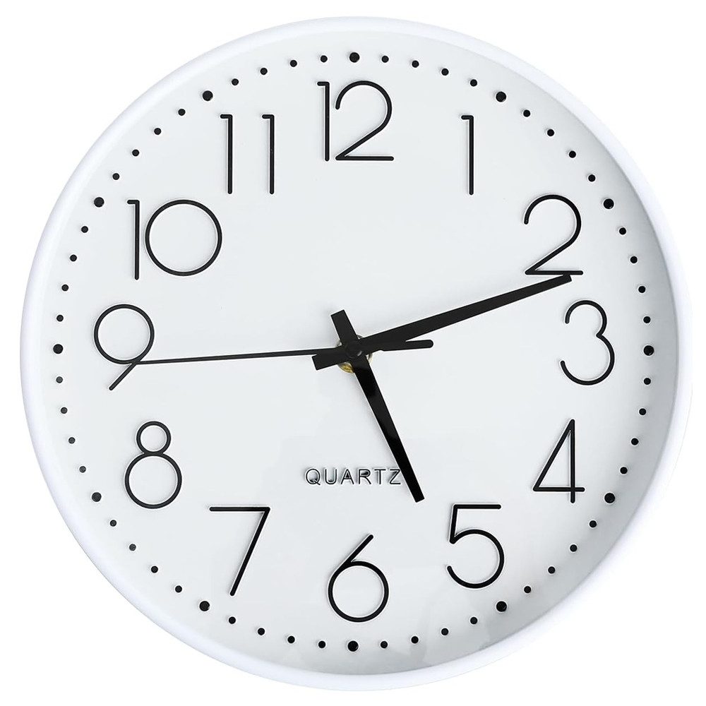 TUWENA Uhr 30cm Wanduhr Lautlos, 3D Ziffern Wanduhr, Modern Wand Uhr Analog (Leise Wall Clock Deko für Wohnzimmer Küche Büro Schule Kinderzimmer)