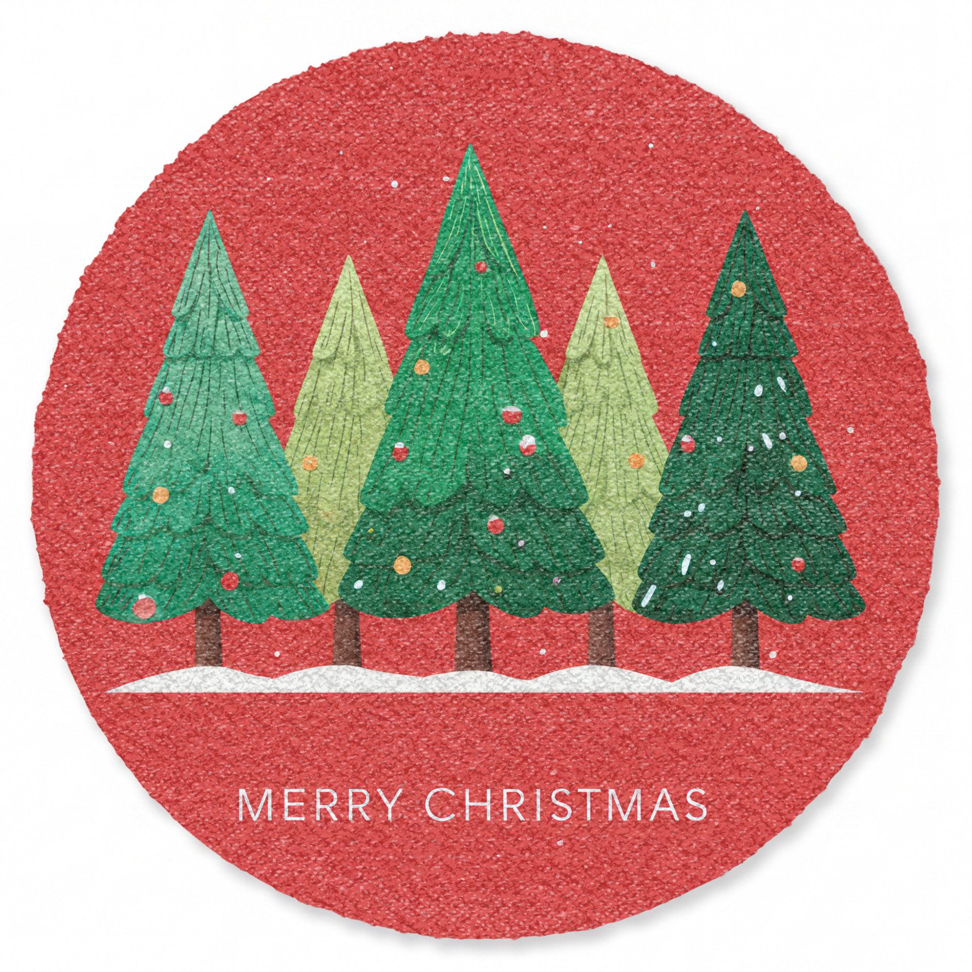 MuchoWow Fußmatte Rund Minimalistisch - Weihnachtsbäume - Rot - Schnee, Rechteckig, Sauberlaufmatte, Fußabtreter, Türvorleger 120x120 cm