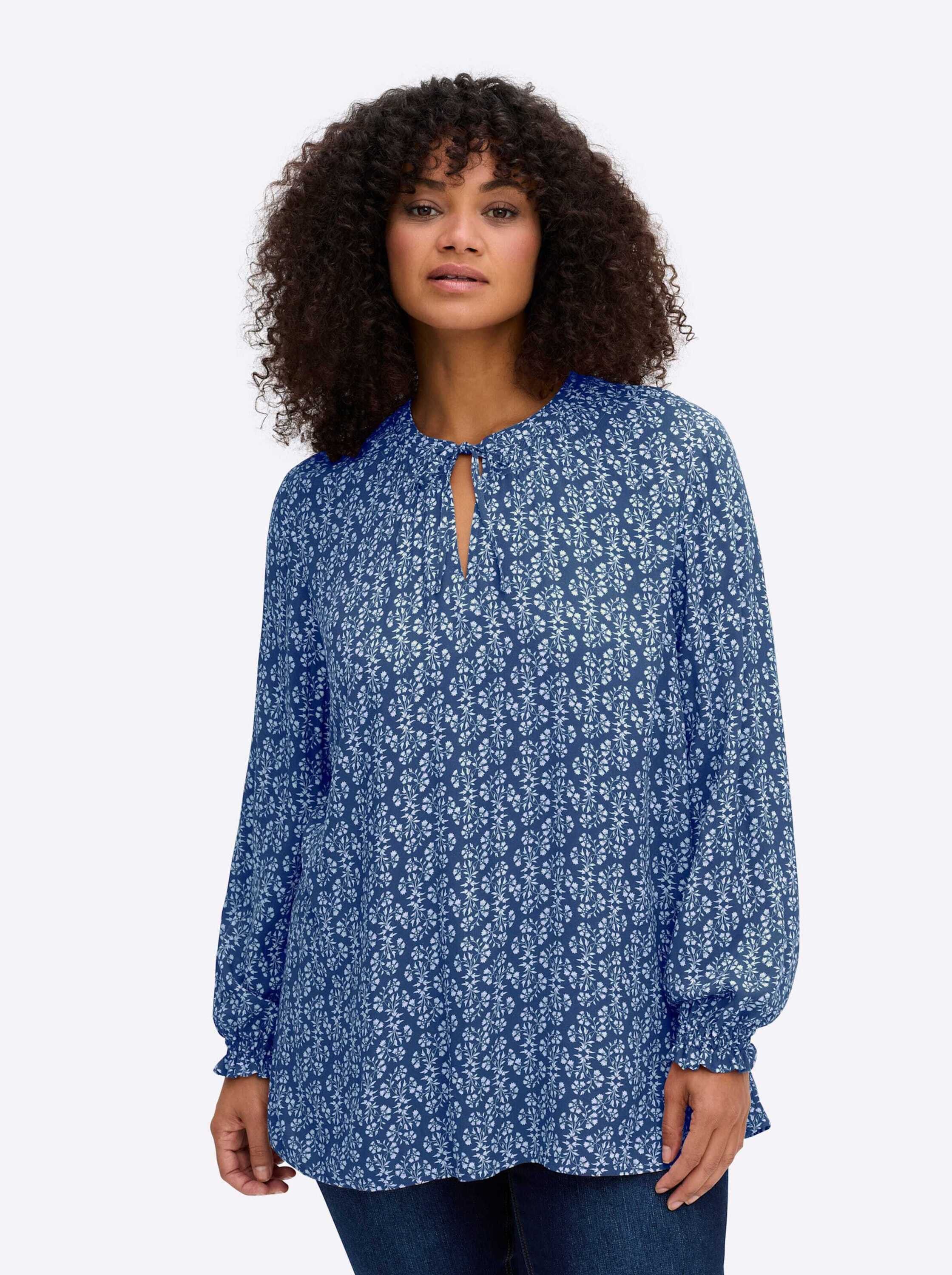 Klassische Bluse Tunika Langarm