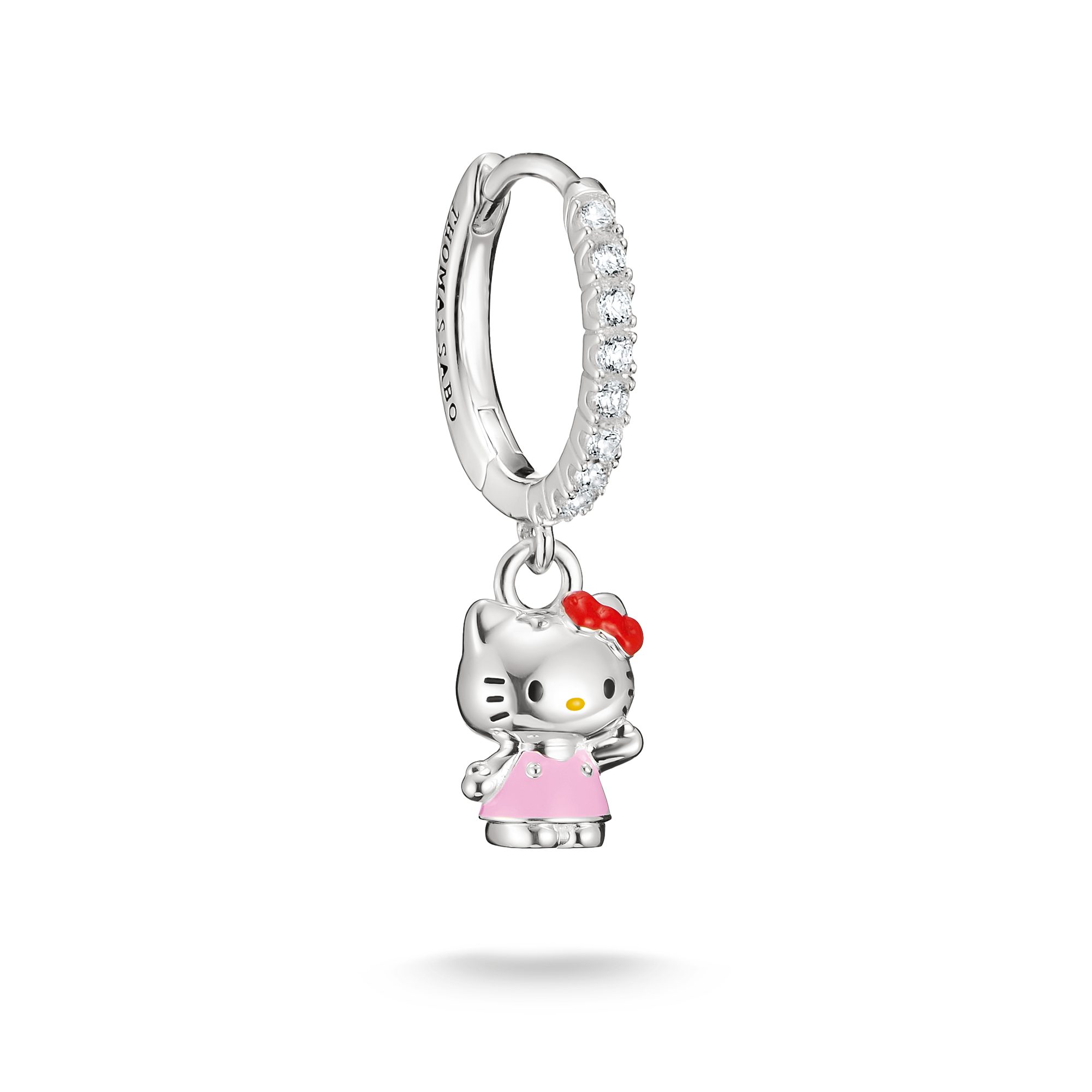 THOMAS SABO Single-Creole THOMAS SABO ♡ Hello Kitty Single Creole rosa, mit Zirkonia (synth) - Emaille