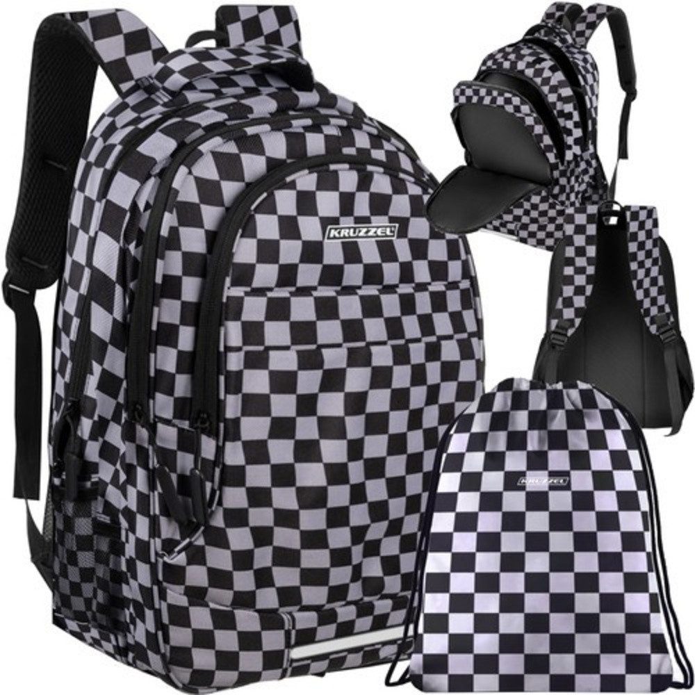 KRUZZEL Kinderrucksack Rucksack Schulrucksack (Set, 1-tlg., 22 Liter), Ergonomischer und Komfortabler Gurt