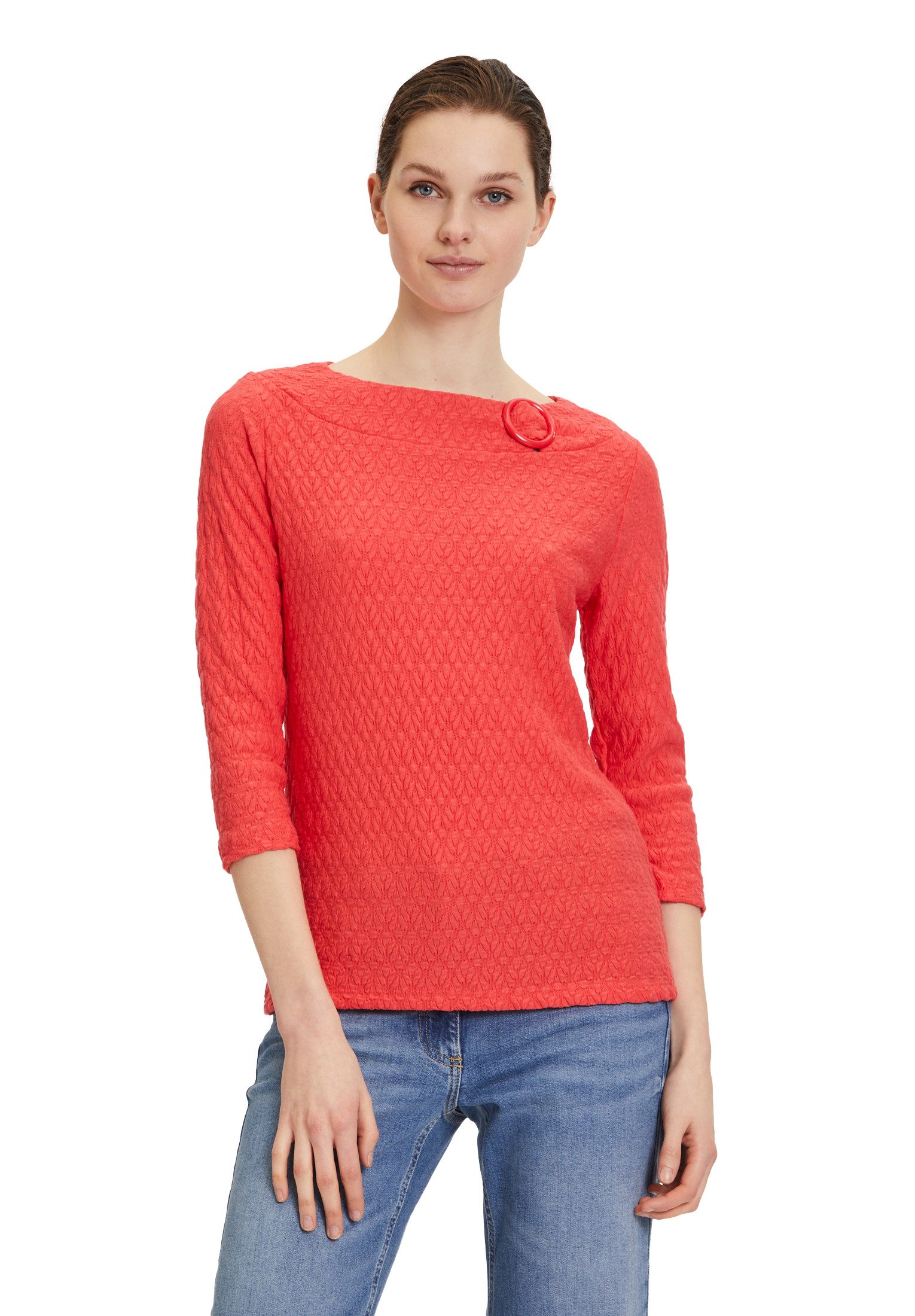 Betty Barclay 3/4-Arm-Shirt Betty Barclay Strukturshirt mit Schnalle (1-tlg) Schnallen
