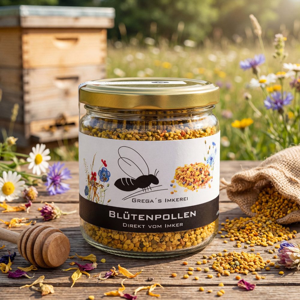 Grega´s Imkerei Honig Blütenpollen getrocknet im Glas, 1 x 120 g, (süße, natürliche und super leckere Blütenpollen), schonend getrocknete Blütenpollen im Glas d – Bild 4 von 5
