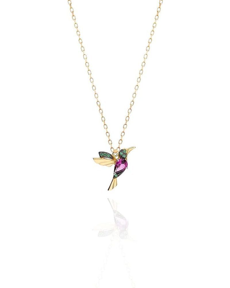 Einzelstück Kette mit Anhänger Einzelstück Kolibri Halskette, 925 Sterling Silber