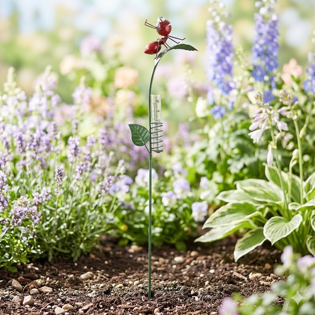 Holzwurm GmbH Dekorativer Gartenstecker „Ameise“ – Ihr charmanter Regenmesser Regenmesser (Regenanzeige)
