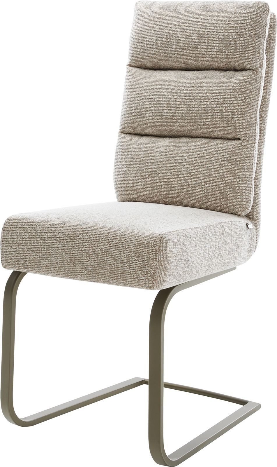 DELIFE Polsterstuhl Pela-Flex, Freischwinger flach Effektfinish Titan Webstoff Soft Beige Taschenfede