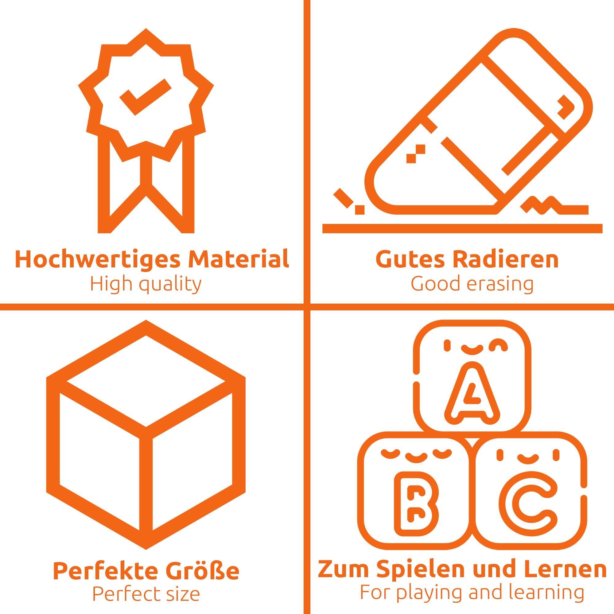 ECENCE Radiergummi 12x Radiergummi Würfel Radierer-Set Mitgebsel