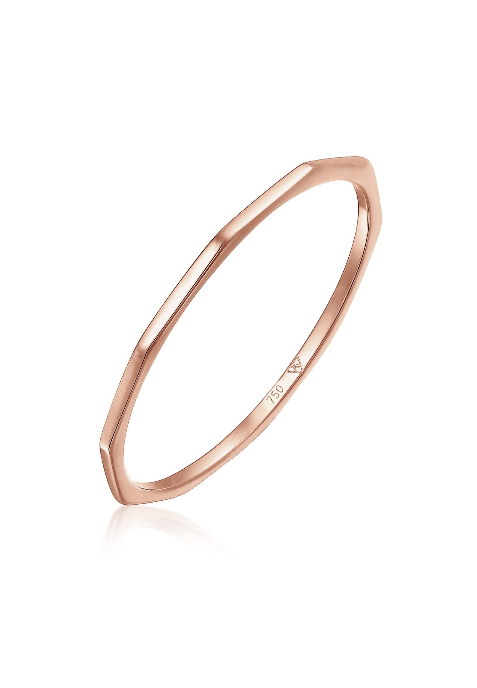 Elli Minimal Trend 750er Basic Roségold Geo Fingerring Look Premium Eckig