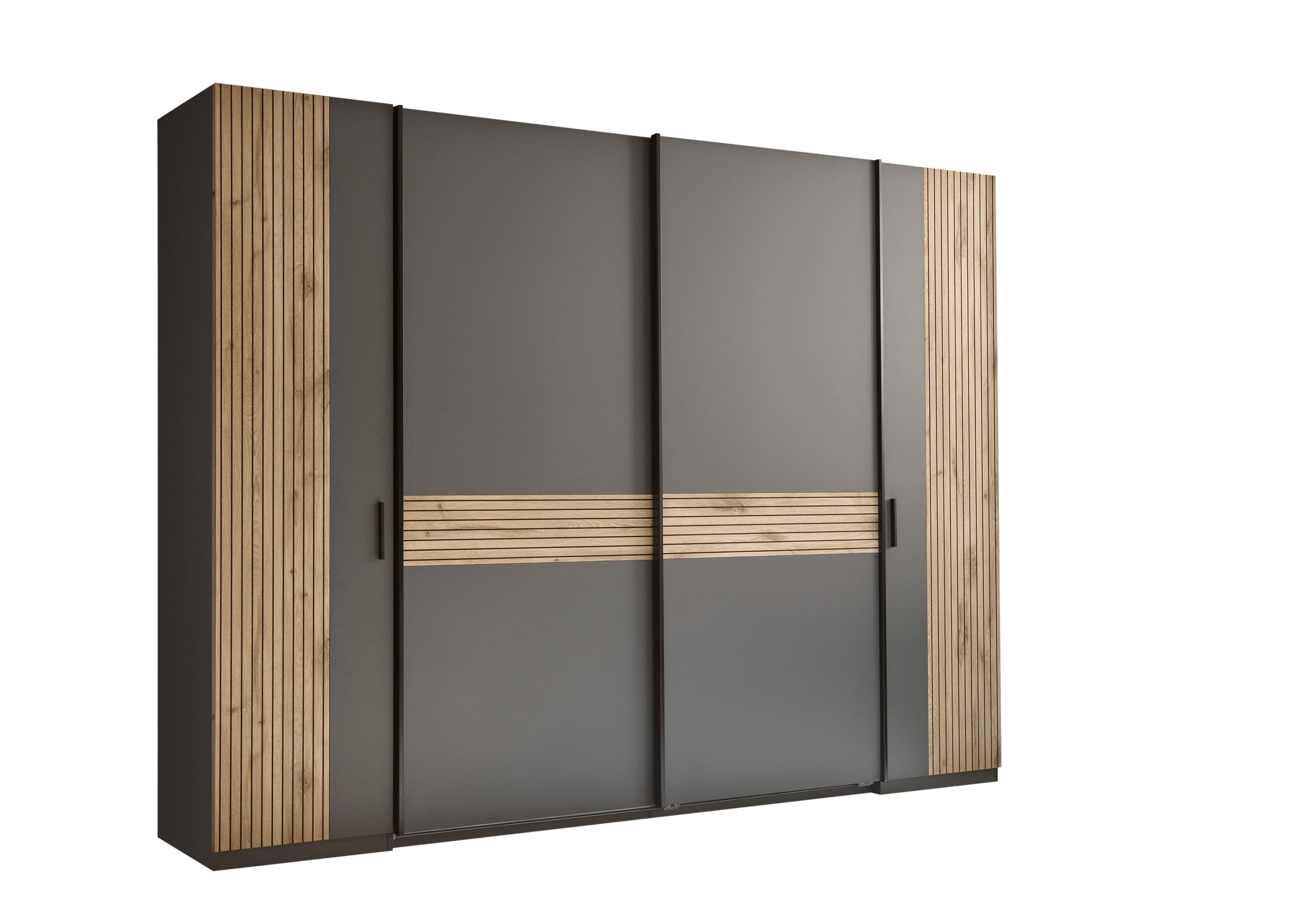 PREISBRECHER Dreh-/Schwebetürenschrank Daria 10 Böden, Viking Oak / Graphi - 267x210x60,4 (BxHxT)