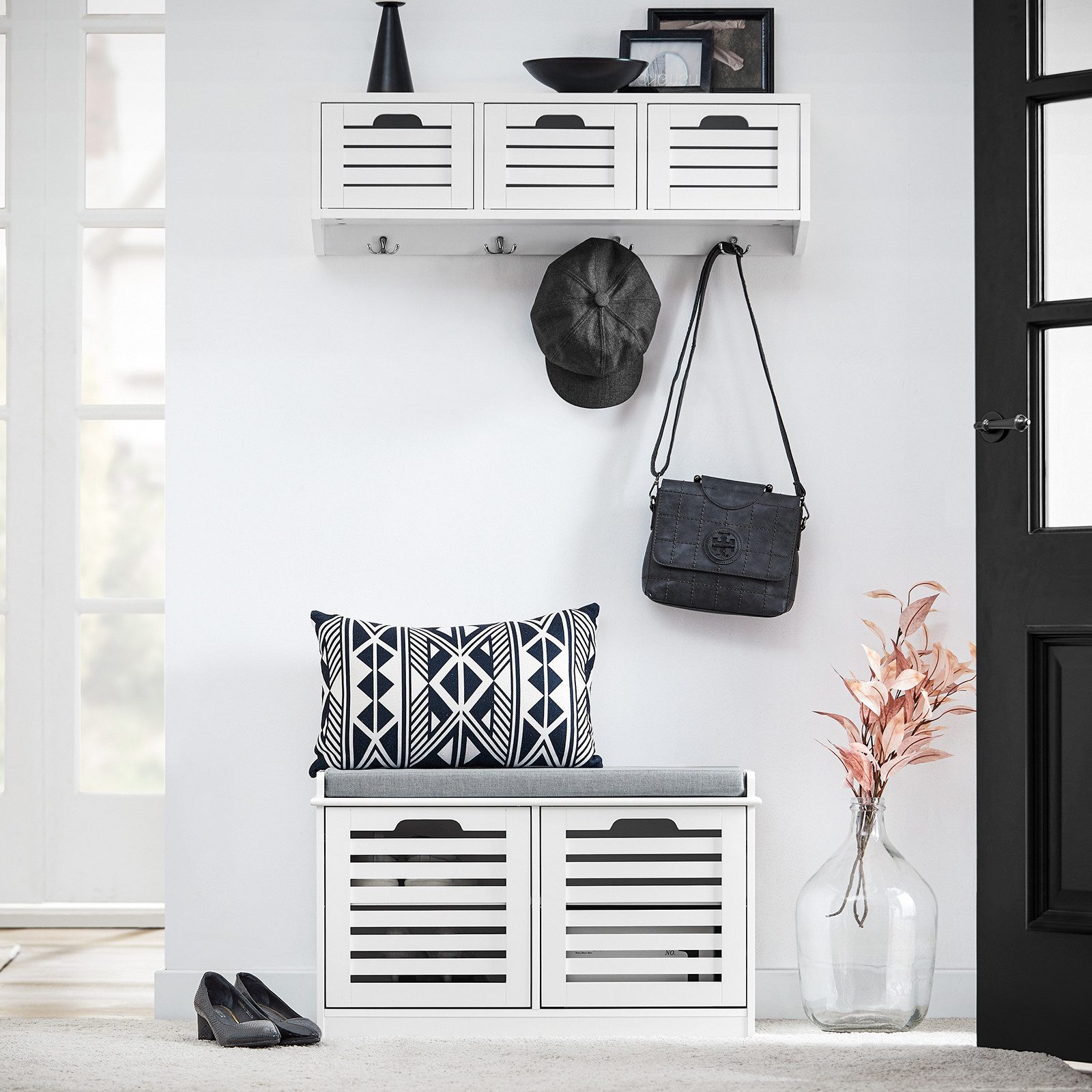 SoBuy Schuhbank FSR23-II, Sitzbank mit Stauraum Dielenbank Sitzkommode Schuhregal Garderobenbank