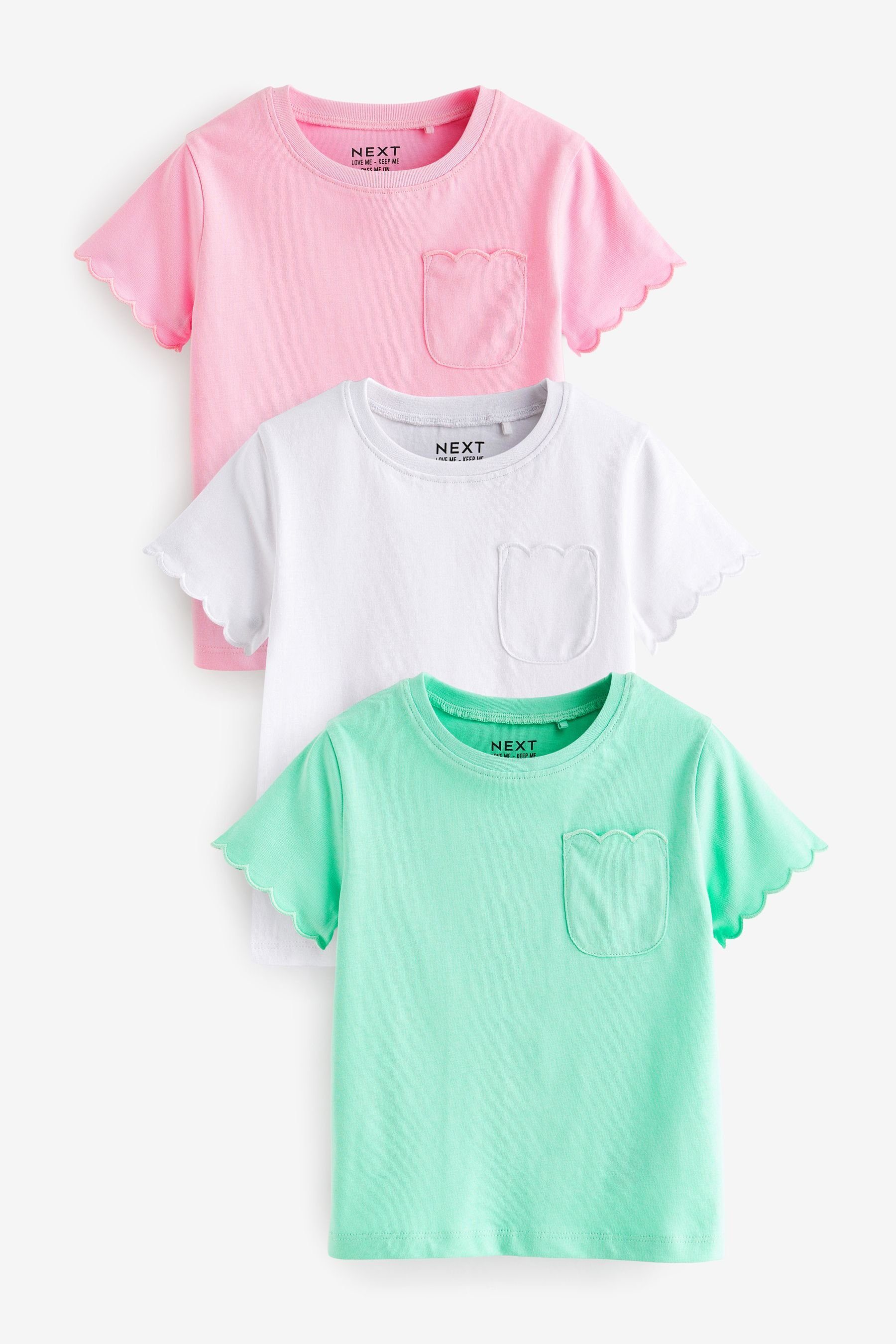 Next T-Shirt Kurzärmliges T-Shirt mit Bogensaum im 3er-Pack (3-tlg)