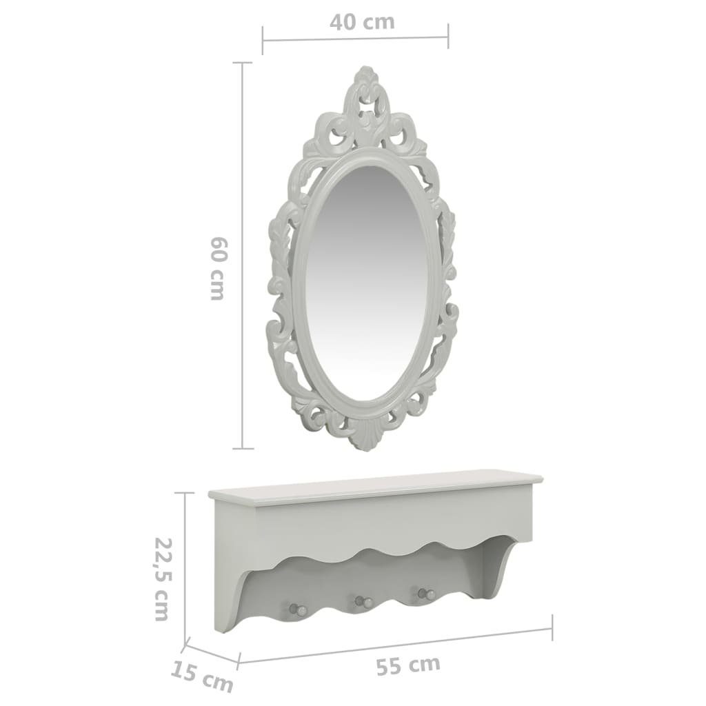 Schlüssel vidaXL Schmuck Grau Wandregal | Grau Grau mit für Spiegel Haken und Spiegel