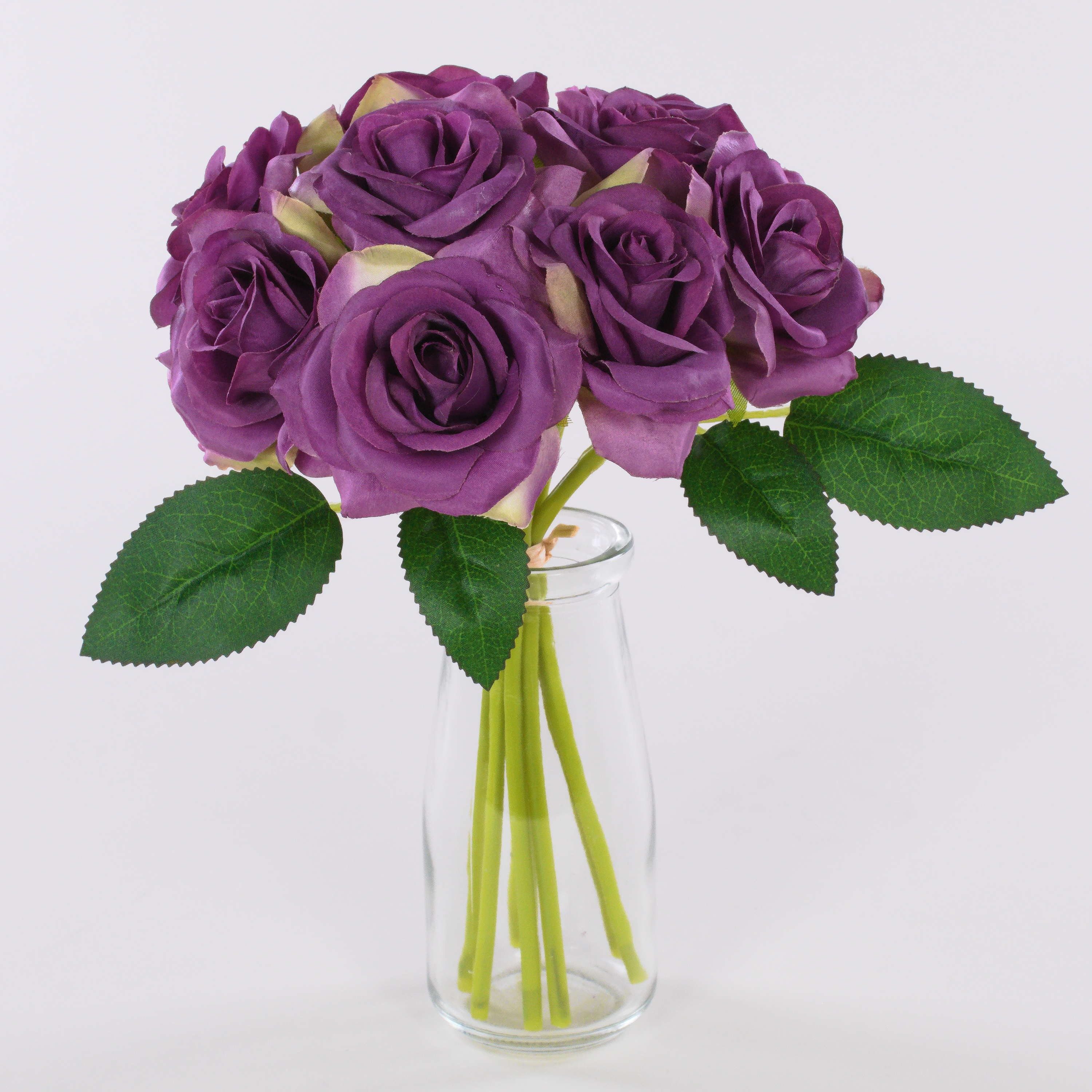 Kunstblumenstrauß Kunststrauß Rosen Gautam, dunkelviolett, 25cm Rose, artplants, Höhe 25.0 cm