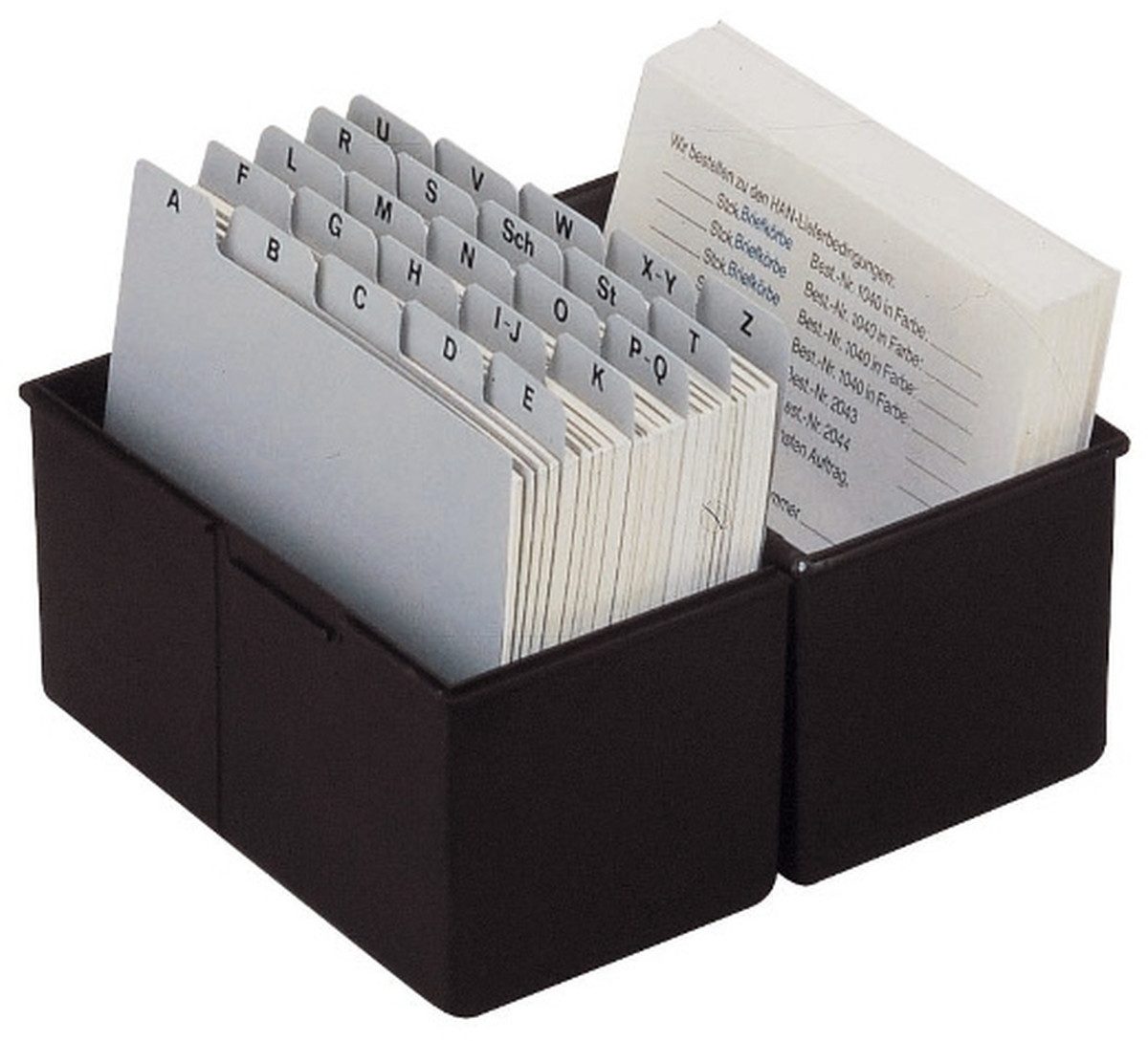 HAN-Bürogeräte Karteikasten Karteikartenbox A5 quer 300 Karten schwarz (3 Stück)