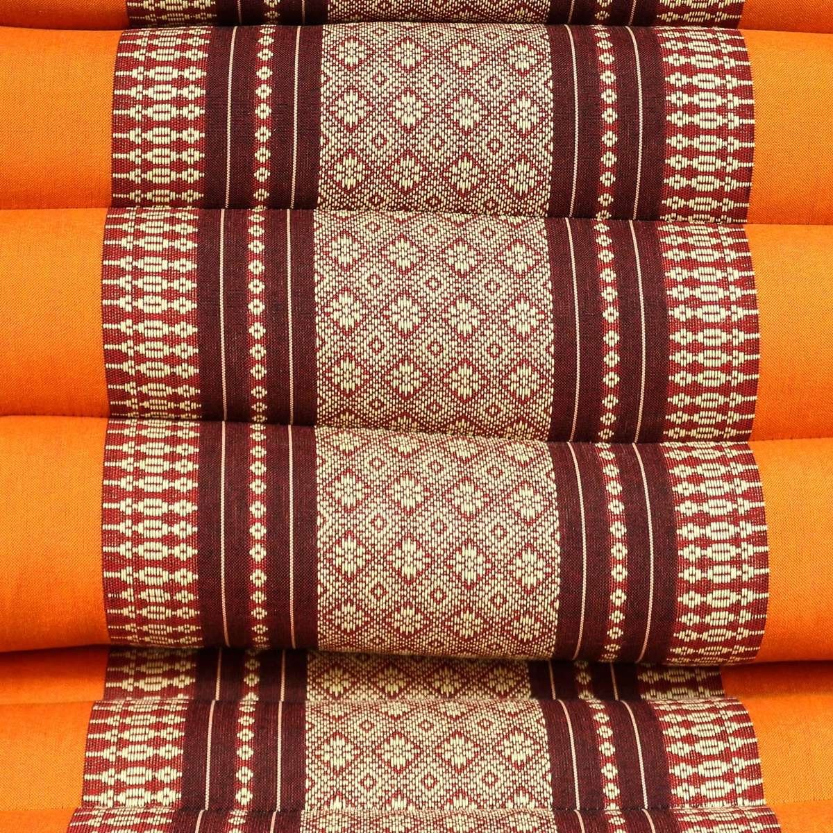 Oriental in Thaimatte traditionelle Orange/Weinrot, im Kapok Handarbeit Herstellung Nackenkissen Kissen Galerie 1-tlg., Ursprungsland Dreiecksmatte