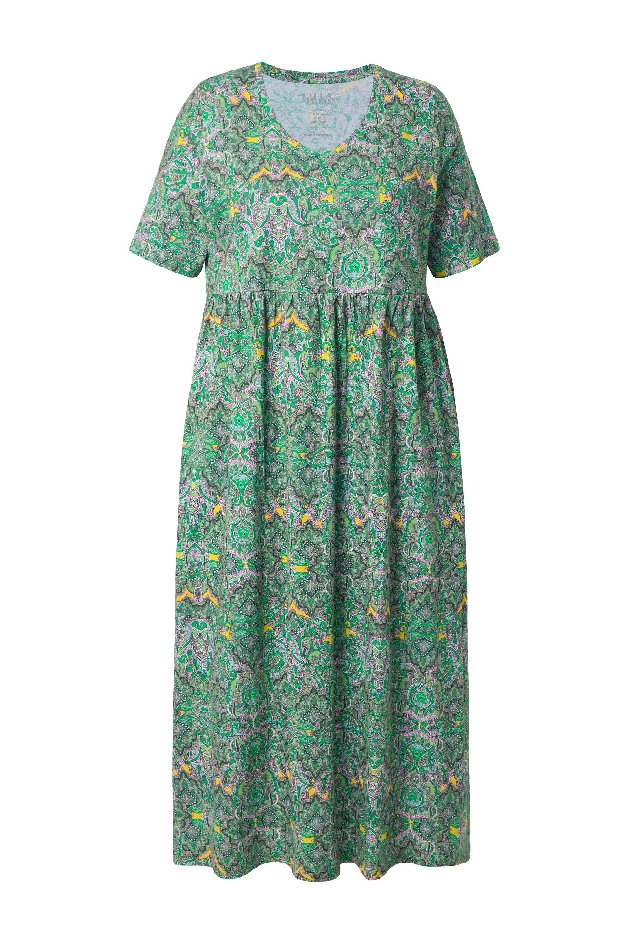 Ulla Popken Maxikleid Maxikleid A-Linie V-Ausschnitt Halbarm Taschen günstig online kaufen