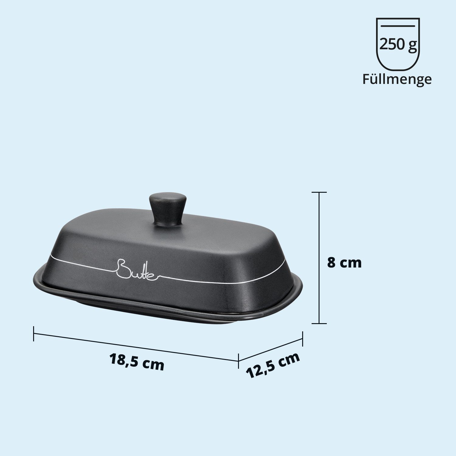 KHG Vorratsdose Butterdose aus Steinzeug in Grau mit Deckel, Steingut, Butterdose aus Steinzeug mit Deckel – praktisch für Küche & Tisch – Bild 4 von 5
