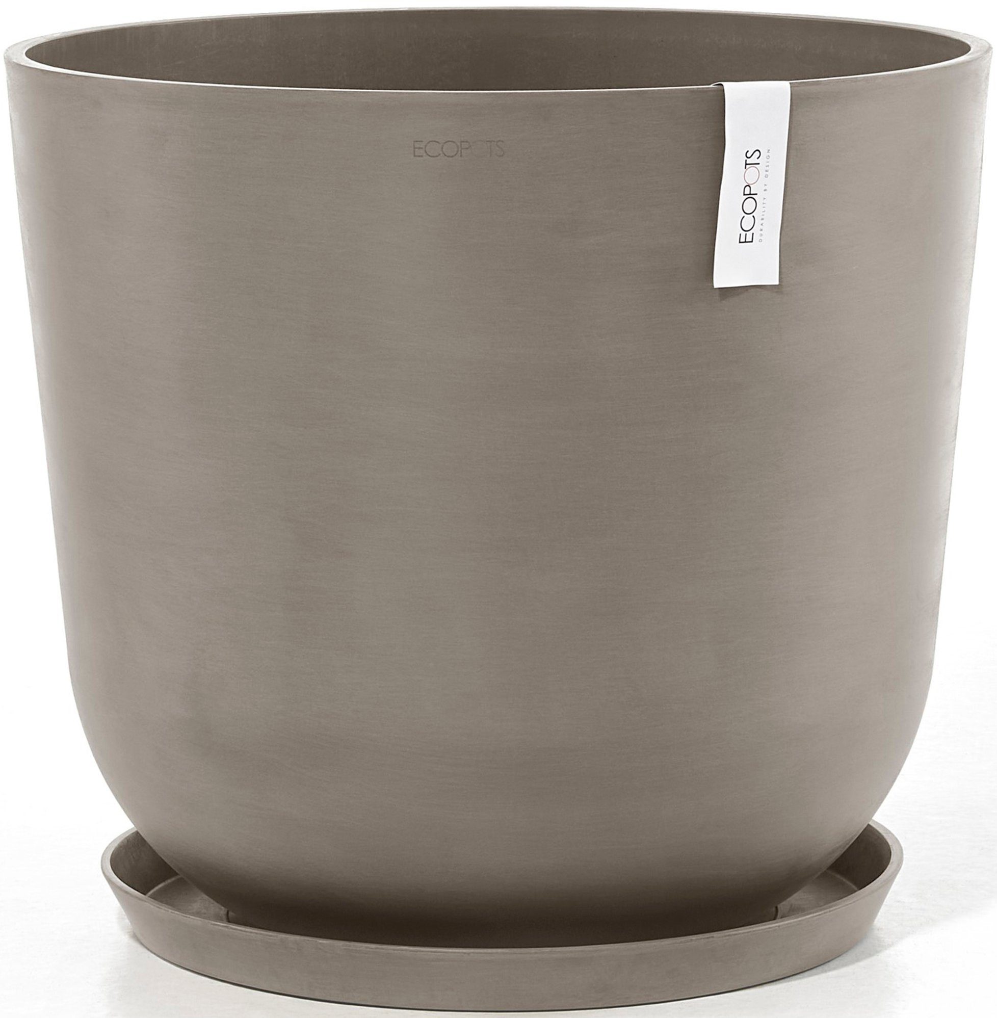 ECOPOTS Blumentopf Oslo 55 + Wassersystem Taupe, für innen und außen: frostsicher, bruchsicher und lichtbeständig