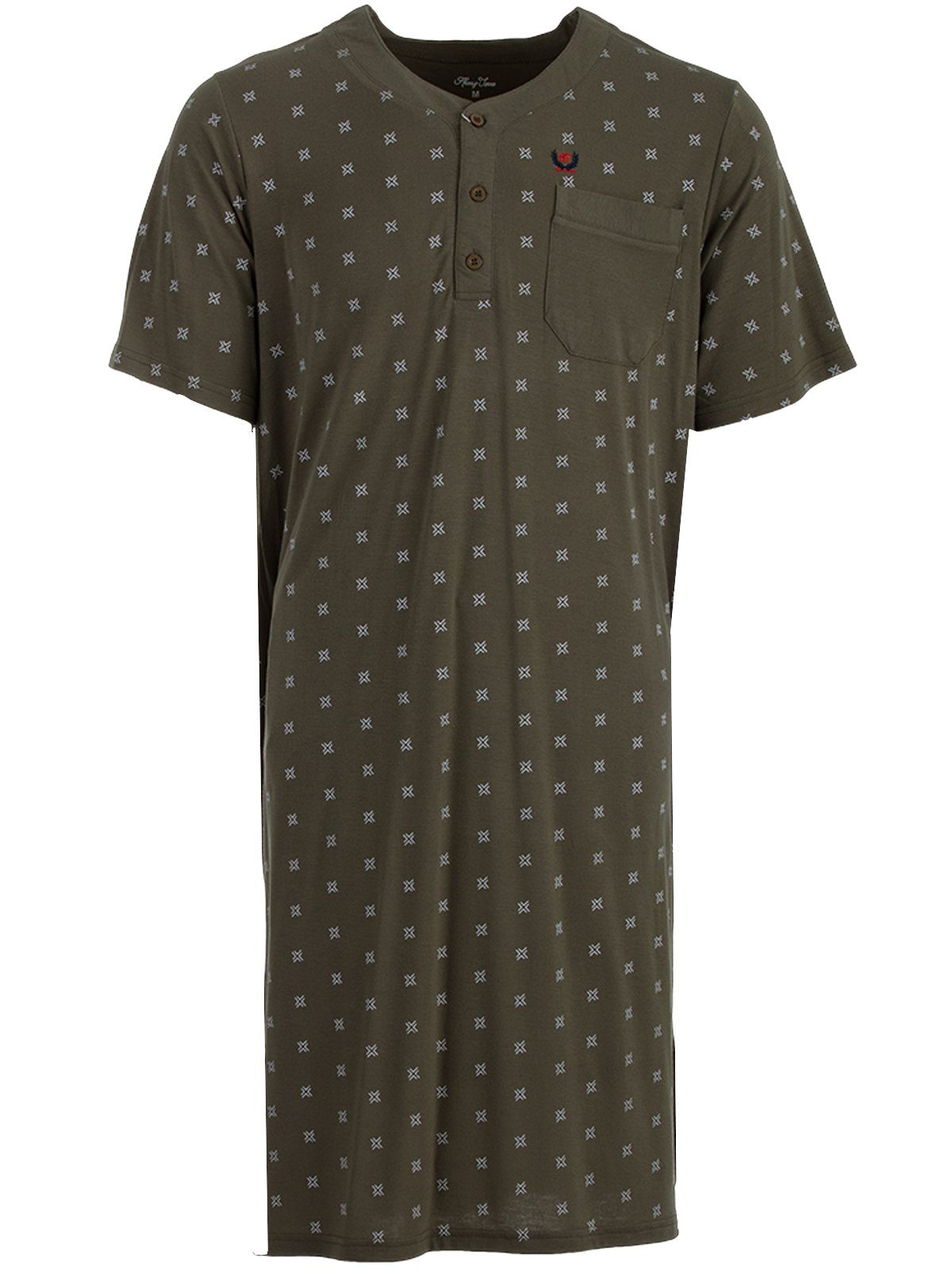 Kurzarm Nachthemd Kreuz Terre - Henry olive Nachthemd