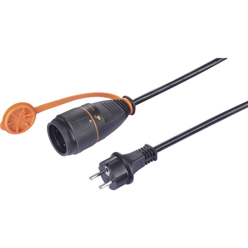 Sygonix Strom Verlängerungskabel Schwarz, Orange 5 m H07BQ-F 3G 1,5 mm² Verlängerungskabel, Spiralkabel, verriegelbar, witterungsbeständig