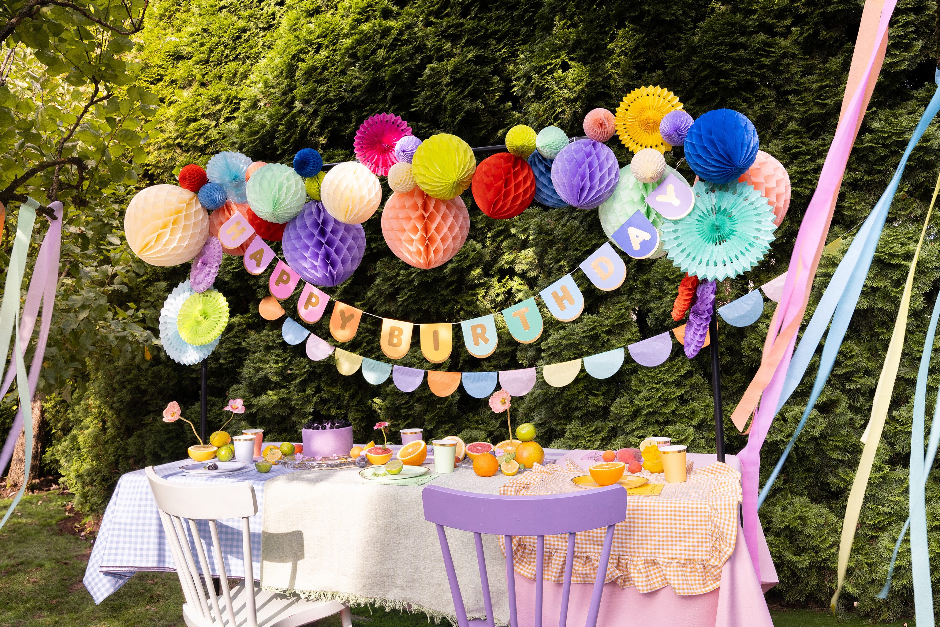 partydeco Hängedekoration, Happy Birthday Girlande 12x163cm Banner Bunt