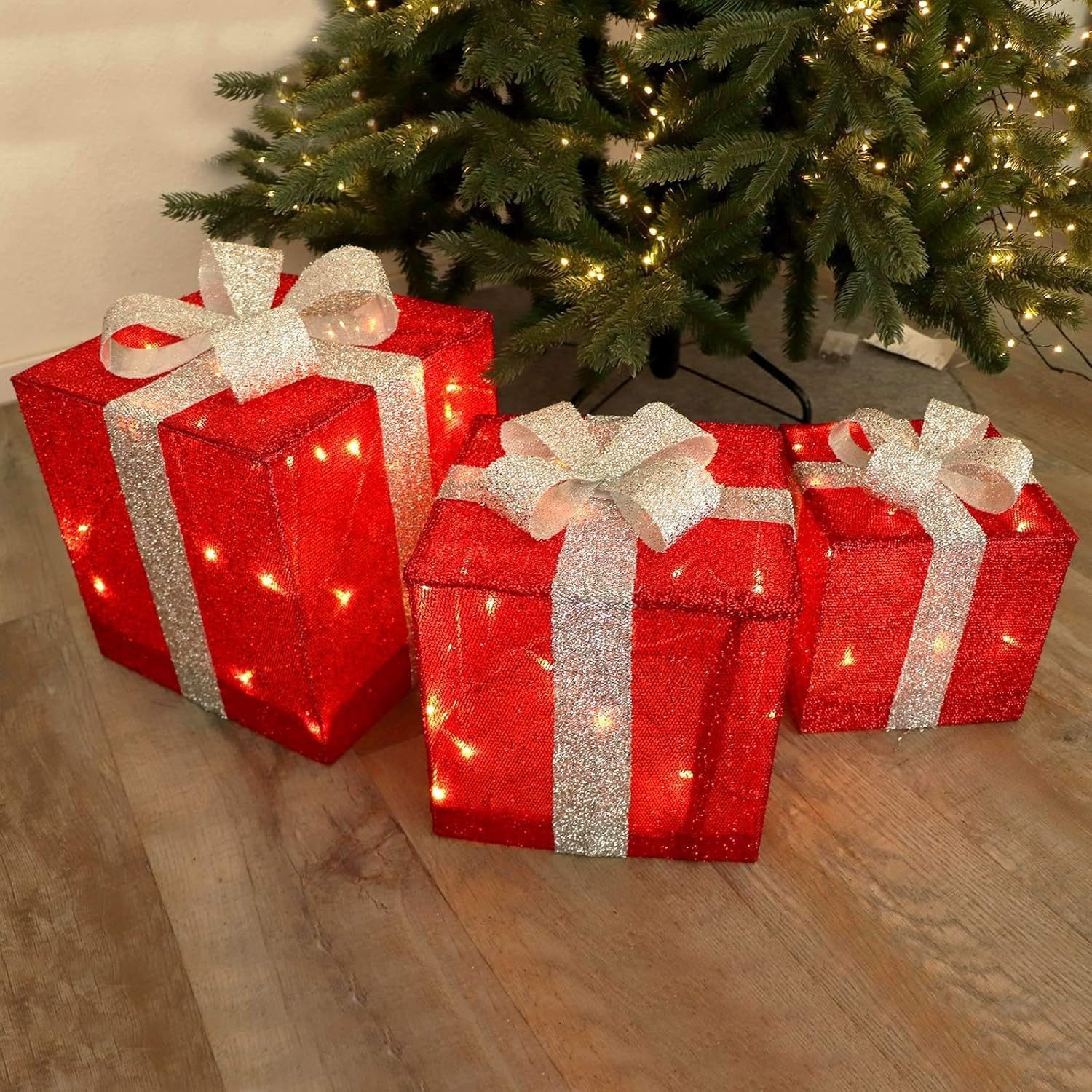 Gartenpirat LED Dekofigur Geschenkboxen mit Schleife 3er-Set Weihnachtsdeko günstig online kaufen
