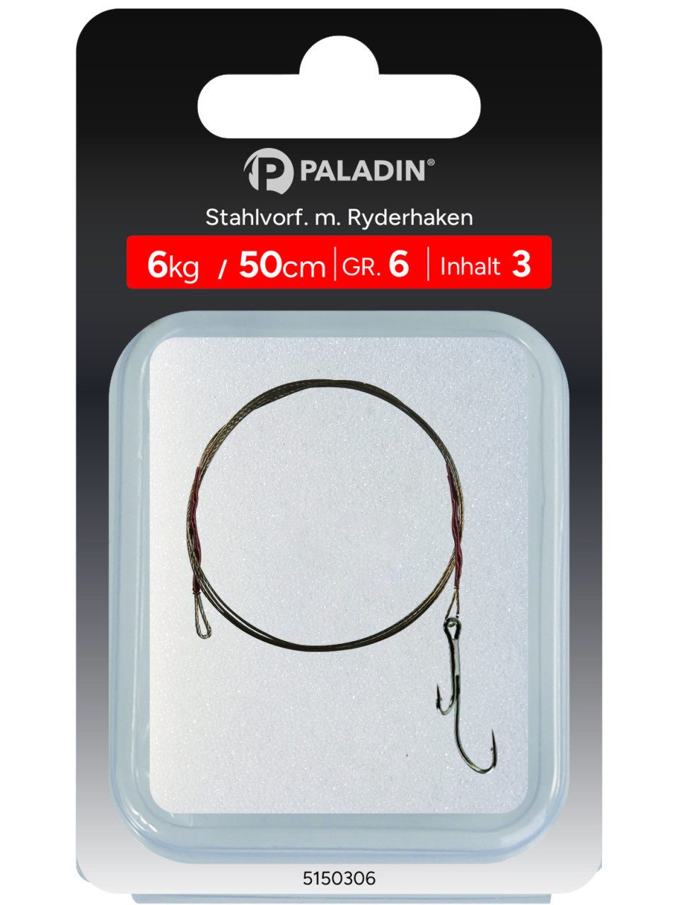 Vorfachschnur Paladin Stahlvorfach Ryderhaken Gr. 3 Tragkraft 9