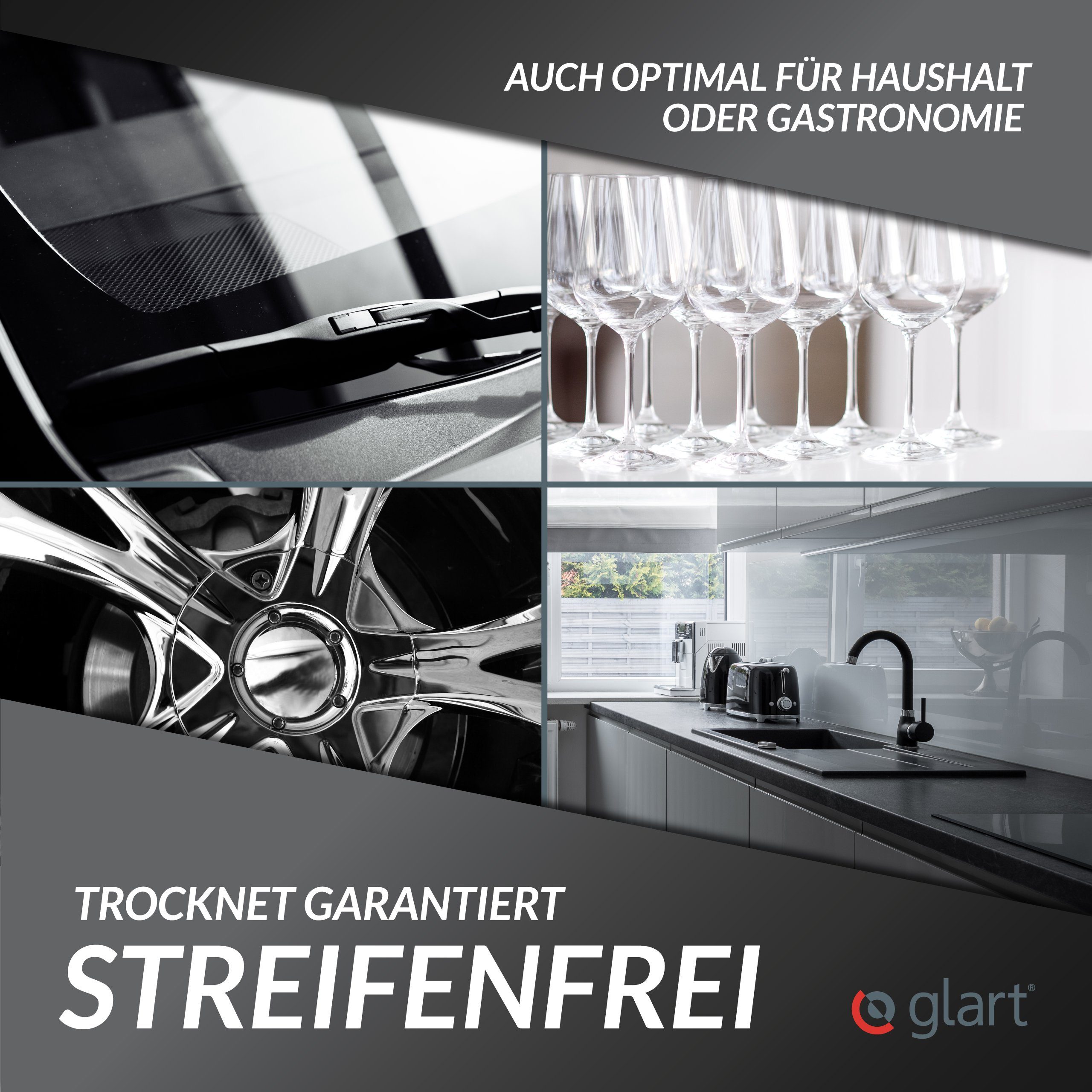 Glart 47TG Auto Trockentuch 2er-Premium Mikrofaser 70x40cm Kratzfrei Mikrofasertuch Grün