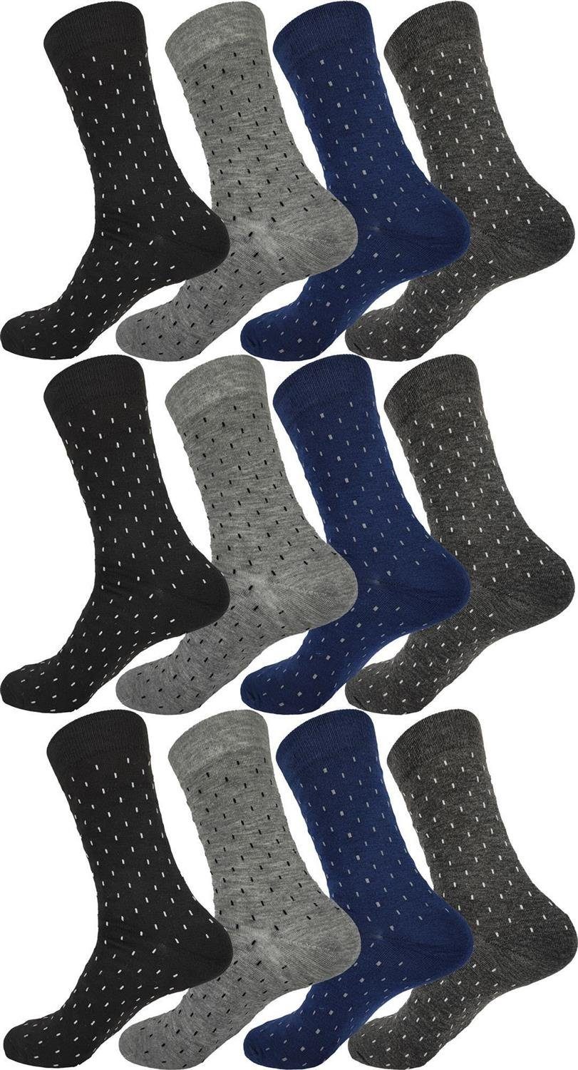 EloModa Basicsocken 12 Paar Herren Socken Muster klassischer Form Freizeit Sport (12-Paar) 12 Paar, Mix12