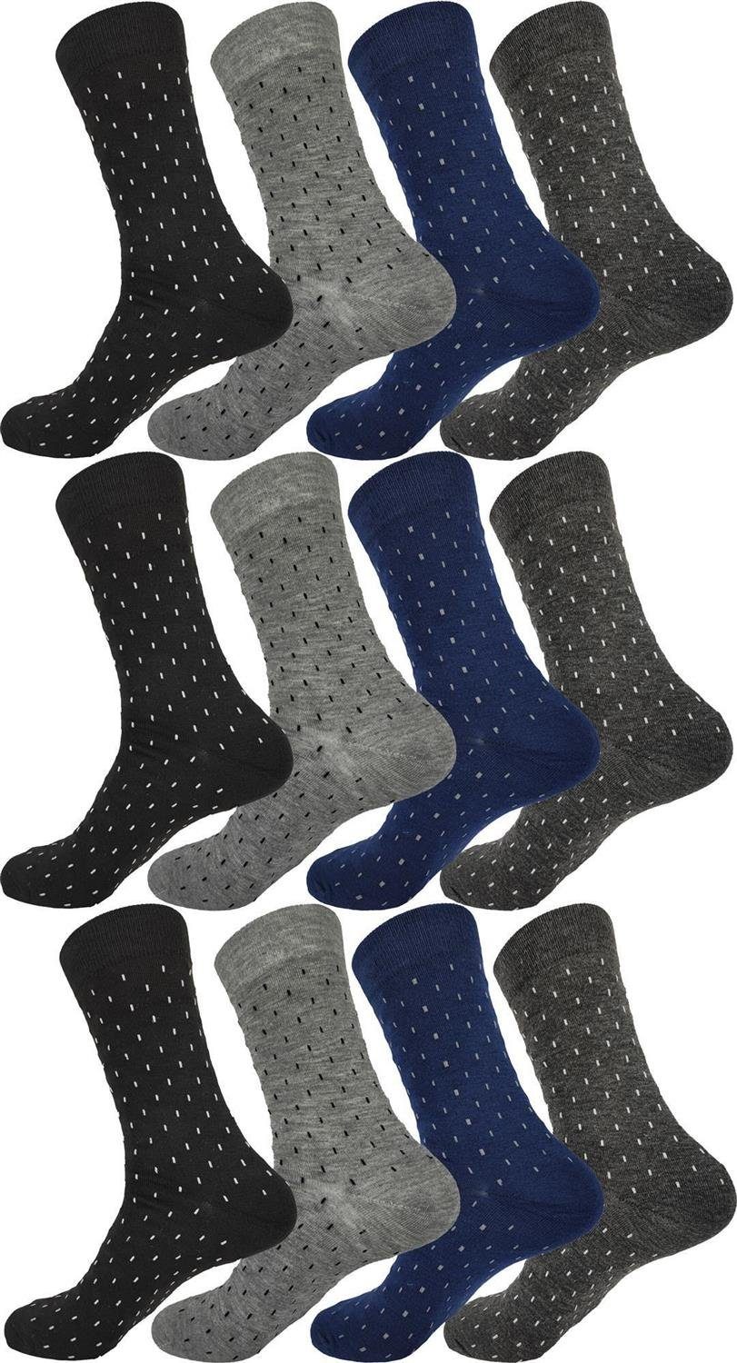 EloModa Basicsocken 12 Paar (12-Paar) Freizeit Paar, Mix12 12 Herren klassischer Muster Socken Form Sport