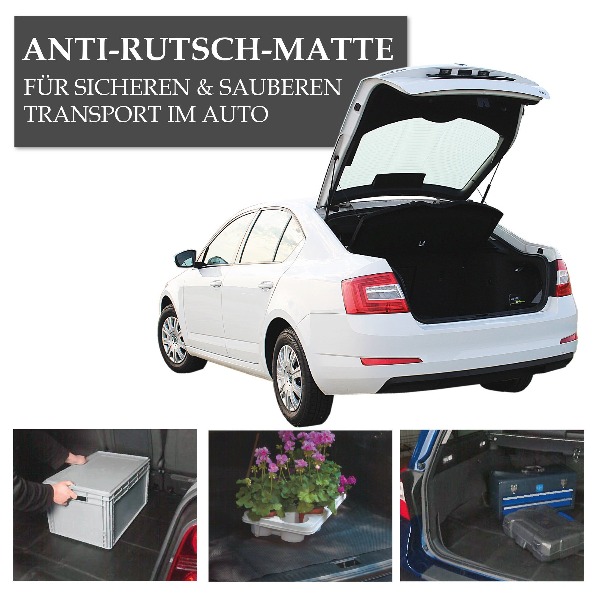 WALSER Antirutsch-Matte Auto, universal Anti-Rutschmatte, zuschneidbare  Automatte, Schutzmatte Kofferraum, Kofferraummatte-Auto 120x90cm :  : Auto & Motorrad