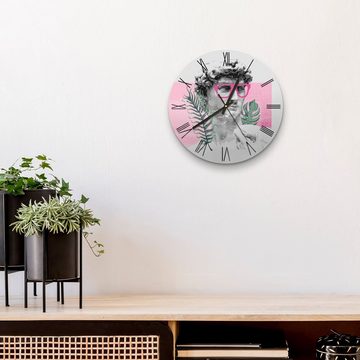 DEQORI Wanduhr 'Hippe Jünglingsskulptur' (Glas Glasuhr modern Wand Uhr Design Küchenuhr)