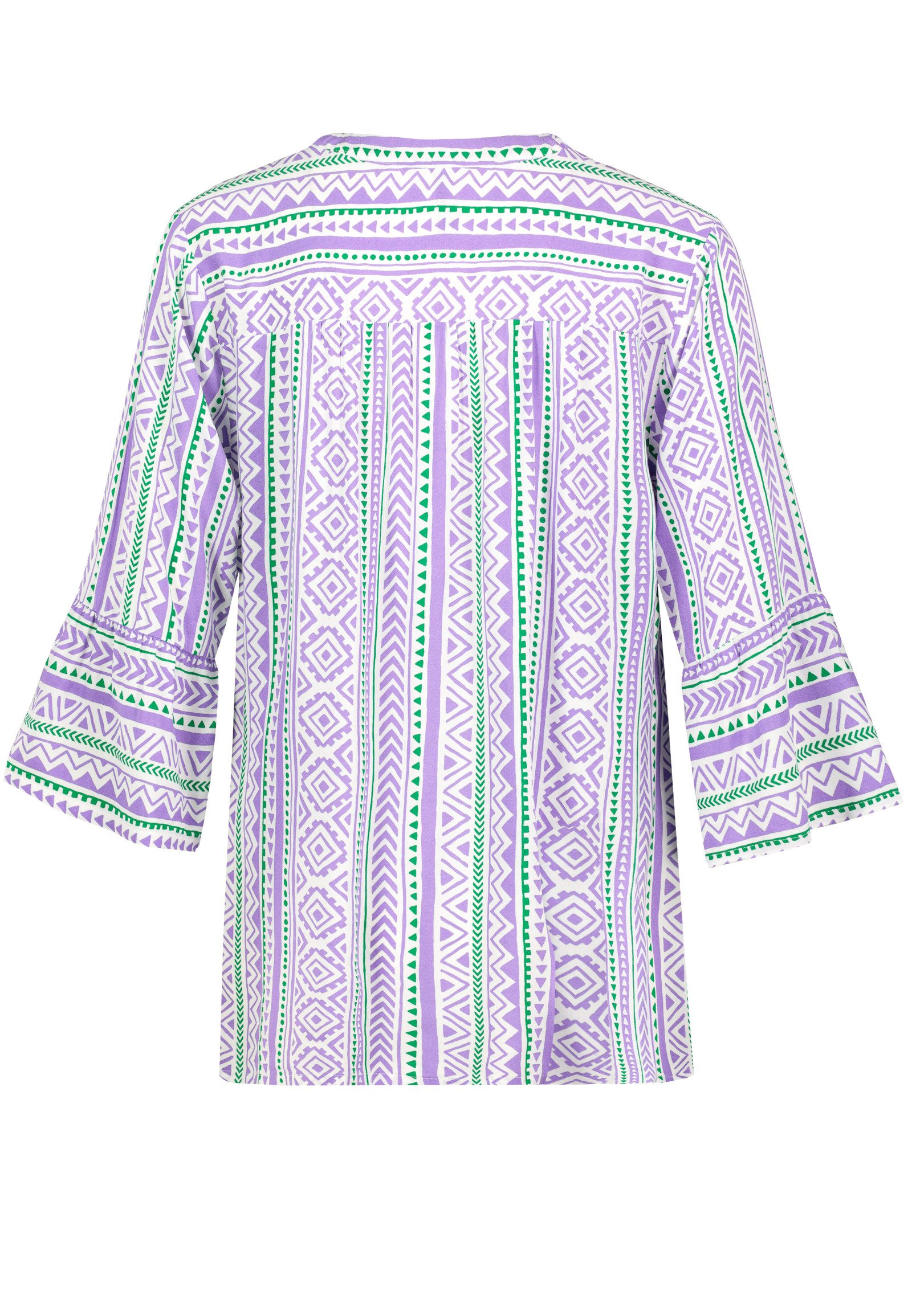 SUBLEVEL Blusenshirt Ethnomuster, Drei-Viertel-Ärmel, V-Ausschnitt für Regular Fit V-Ausschnitt 3-4 Ärmel unifarben atmungsaktiv