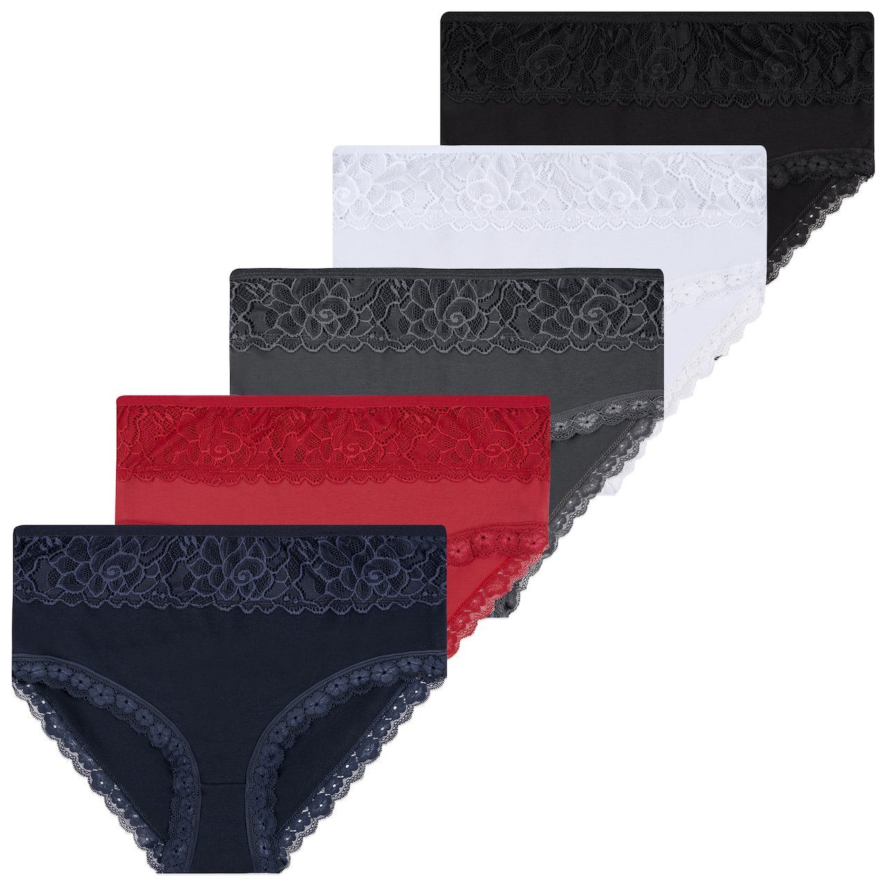 LOREZA Taillenslip 5er Set Taillen Slips - Spitze - Bunt (Packung, 5-St) günstig online kaufen