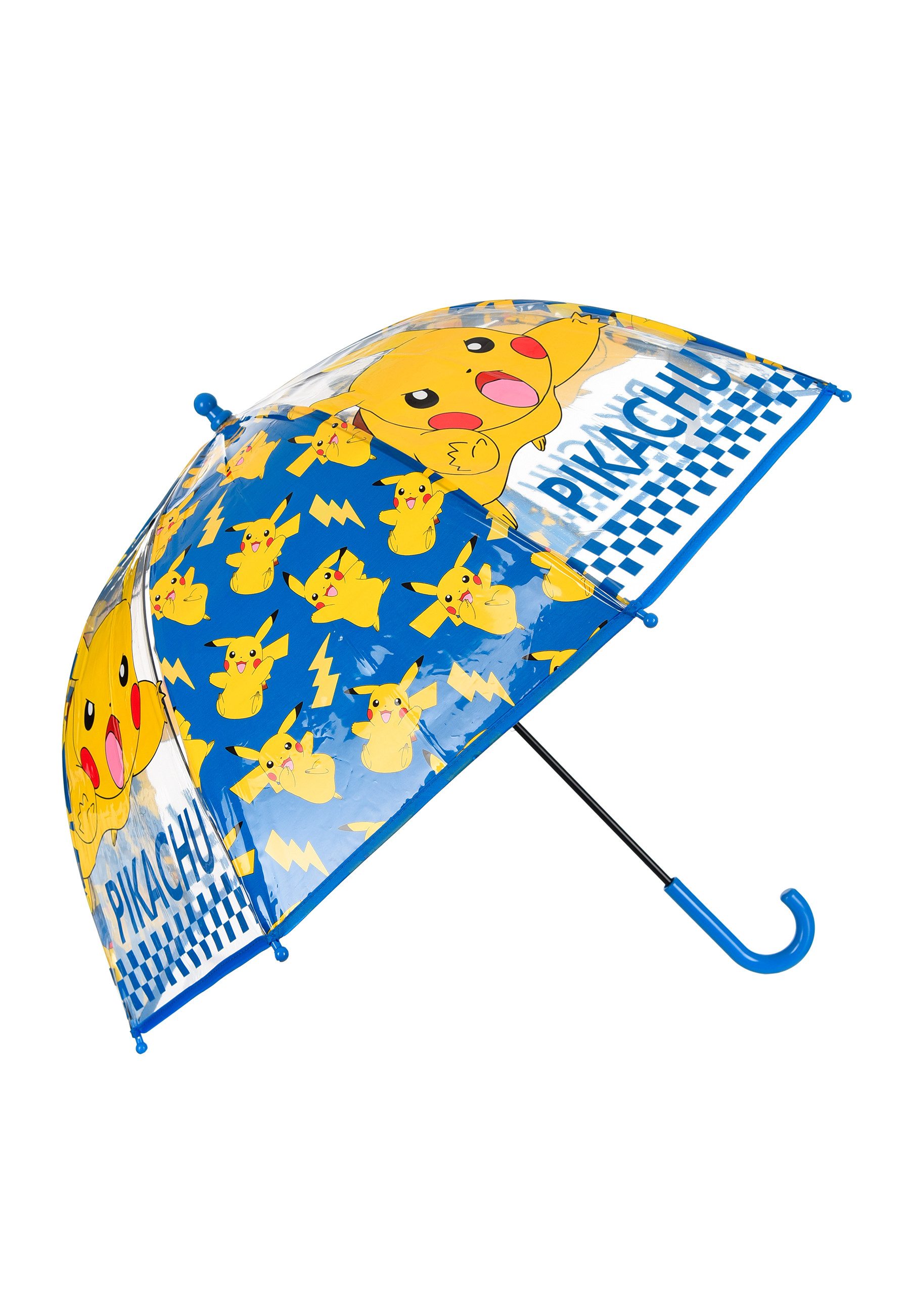 POKÉMON Stockregenschirm Kinderregenschirm Pikachu Stockschirm transparent blau