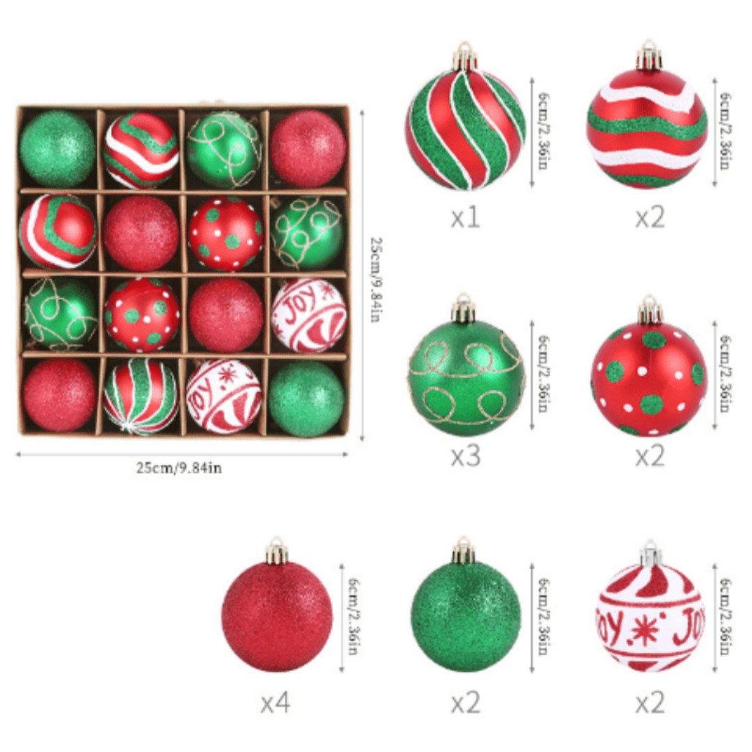 Kityhome Weihnachtsbaumkugel 16-tlg. Christbaumkugel-Set, bunt für festlich günstig online kaufen