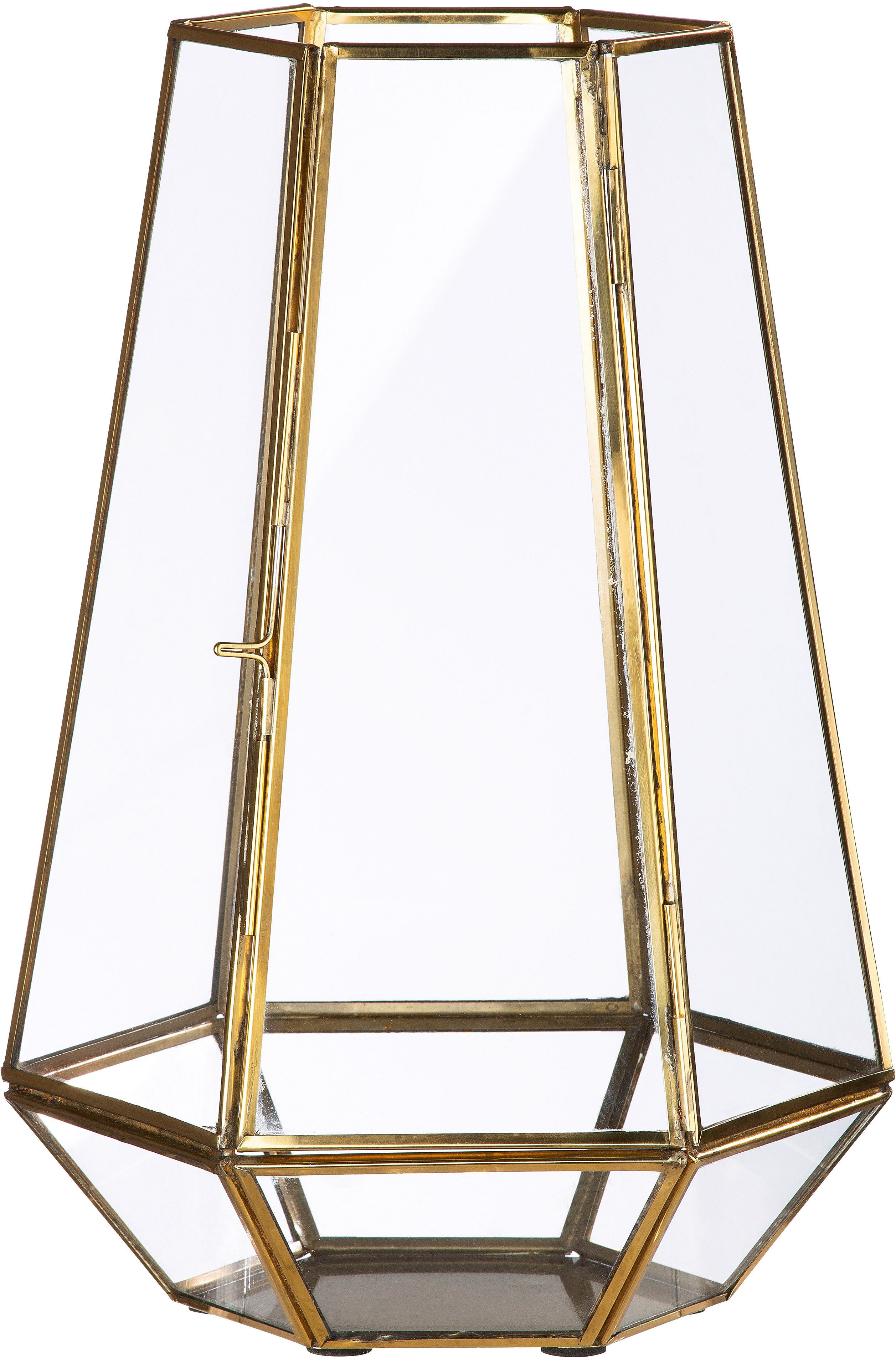 GILDE Windlicht Kerzenhalter Cozy, 6-eckig (1 St), 1-flammig, aus Metall und Glas, Höhe ca. 30 cm