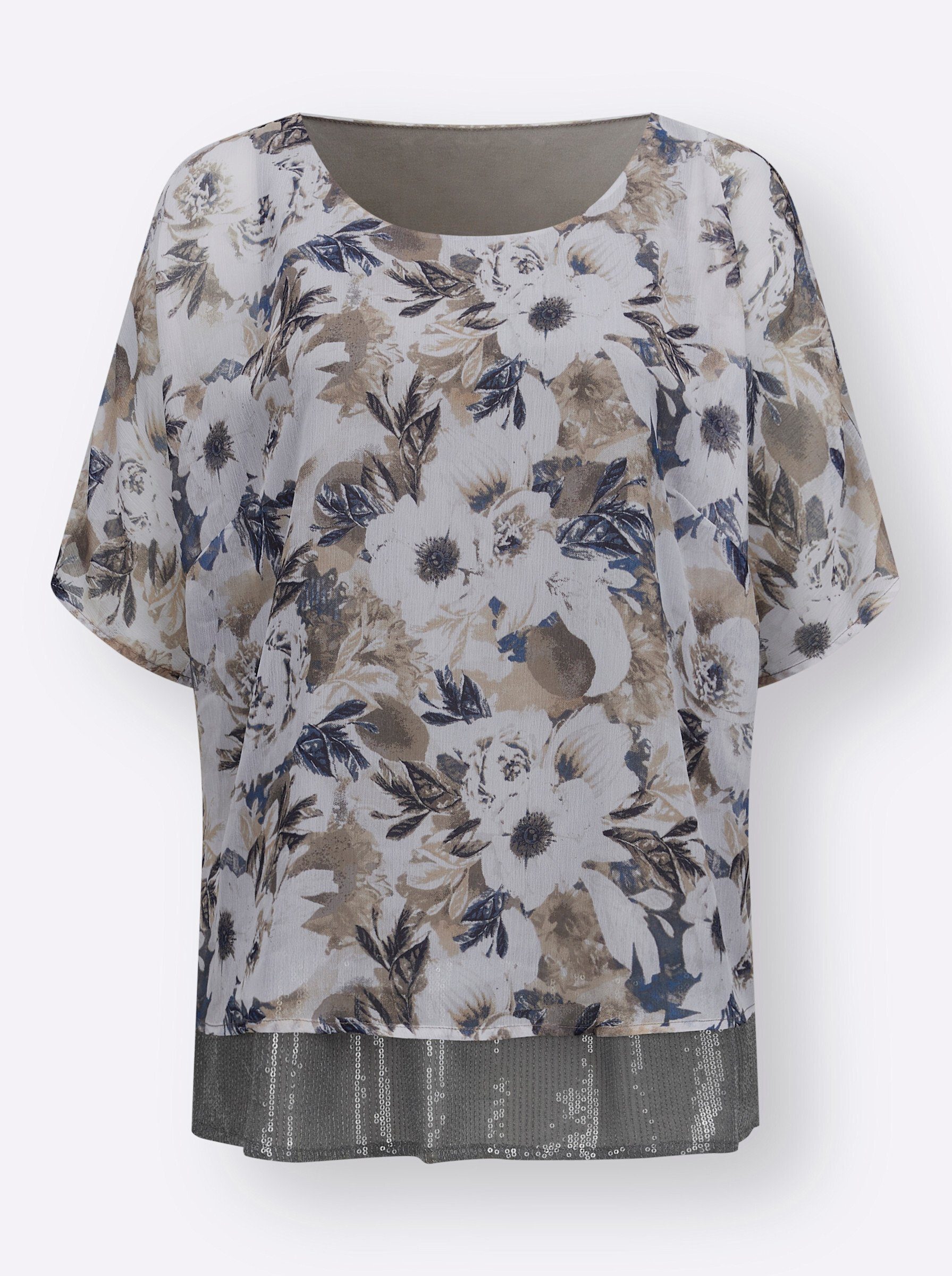 Sieh an! Klassische Bluse 2-in-1-Bluse Kurzarm