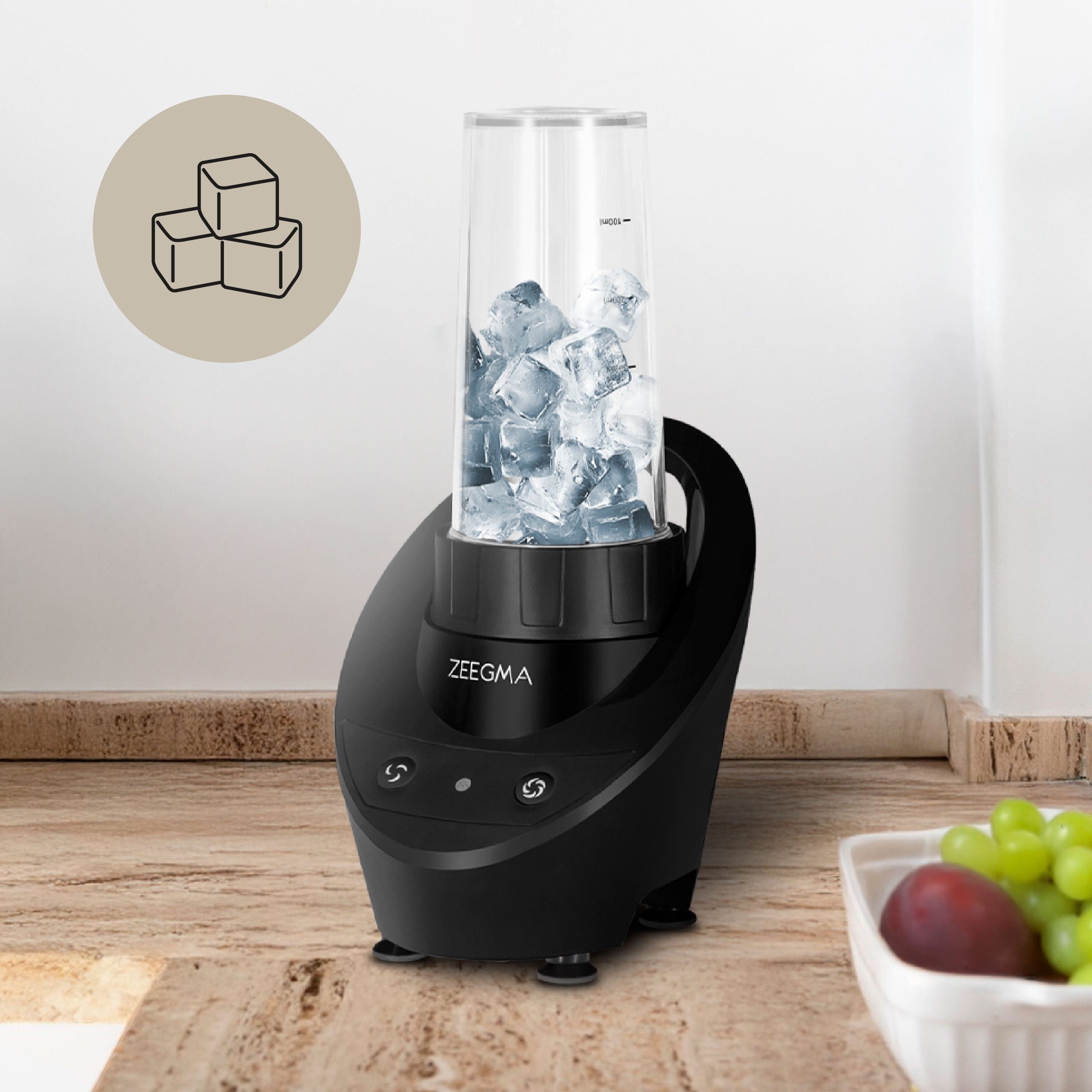 Zeegma Standmixer VITAMINE BASE, 300 W, Kompakt/Einfache Reinigung/2 Flaschen/Crushed Ice