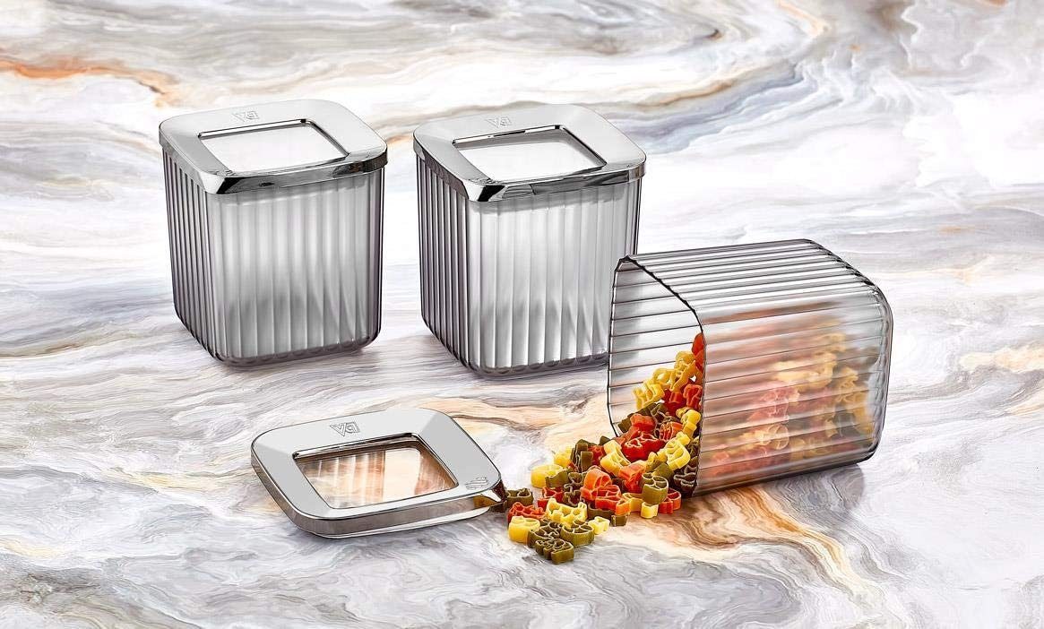 Vip Ahmet Vorratsdose Vorratsdosen Behälter Set Aufbewahrung 3tlg Set Lebensmittelbehälter Vorratsbehälter, (3-tlg) Silber