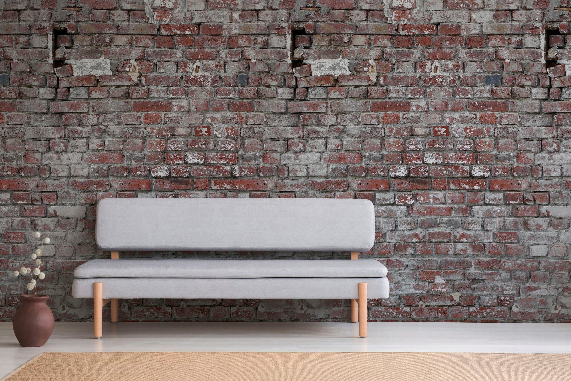 living walls Fototapete The Wall, glatt, Steinoptik, urban, Motiv, Fototapete Vintage Tapete Steinoptik Tapeten Wohnzimmer Design Optik