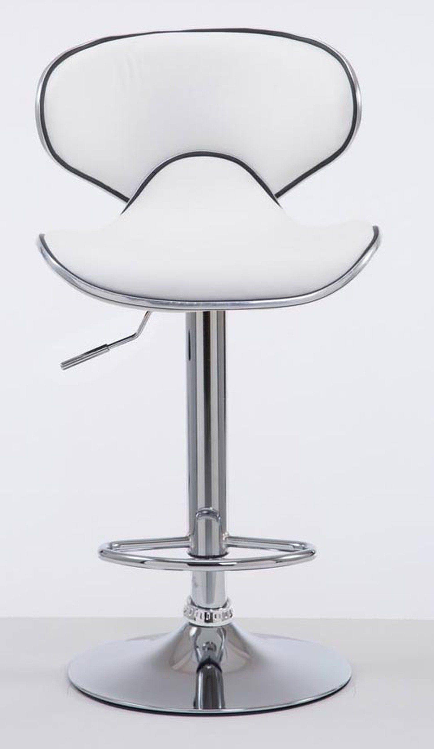 & - Theke - drehbar hoher Gestell: für 360° chrom Kunstleder TPFLiving Sitzfläche: Hocker - höhenverstellbar St., Küche), mit Barhocker Weiß Rückenlehne 2 - Las-Palmas (Set, Metall