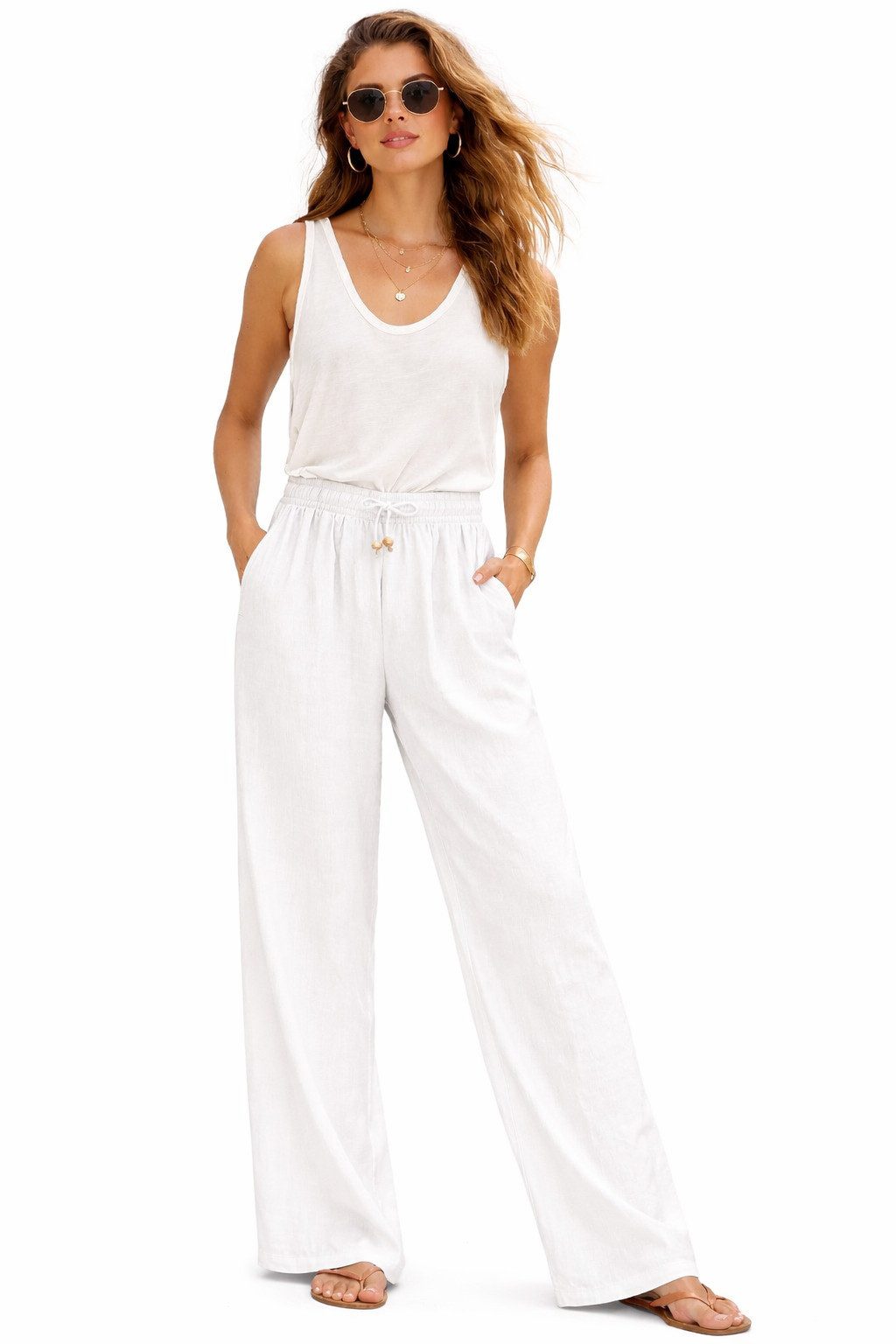 Eight2Nine Chinos Eight2nine Damen Leinen Hose Leinenhose Regular Freizeithose Sommer