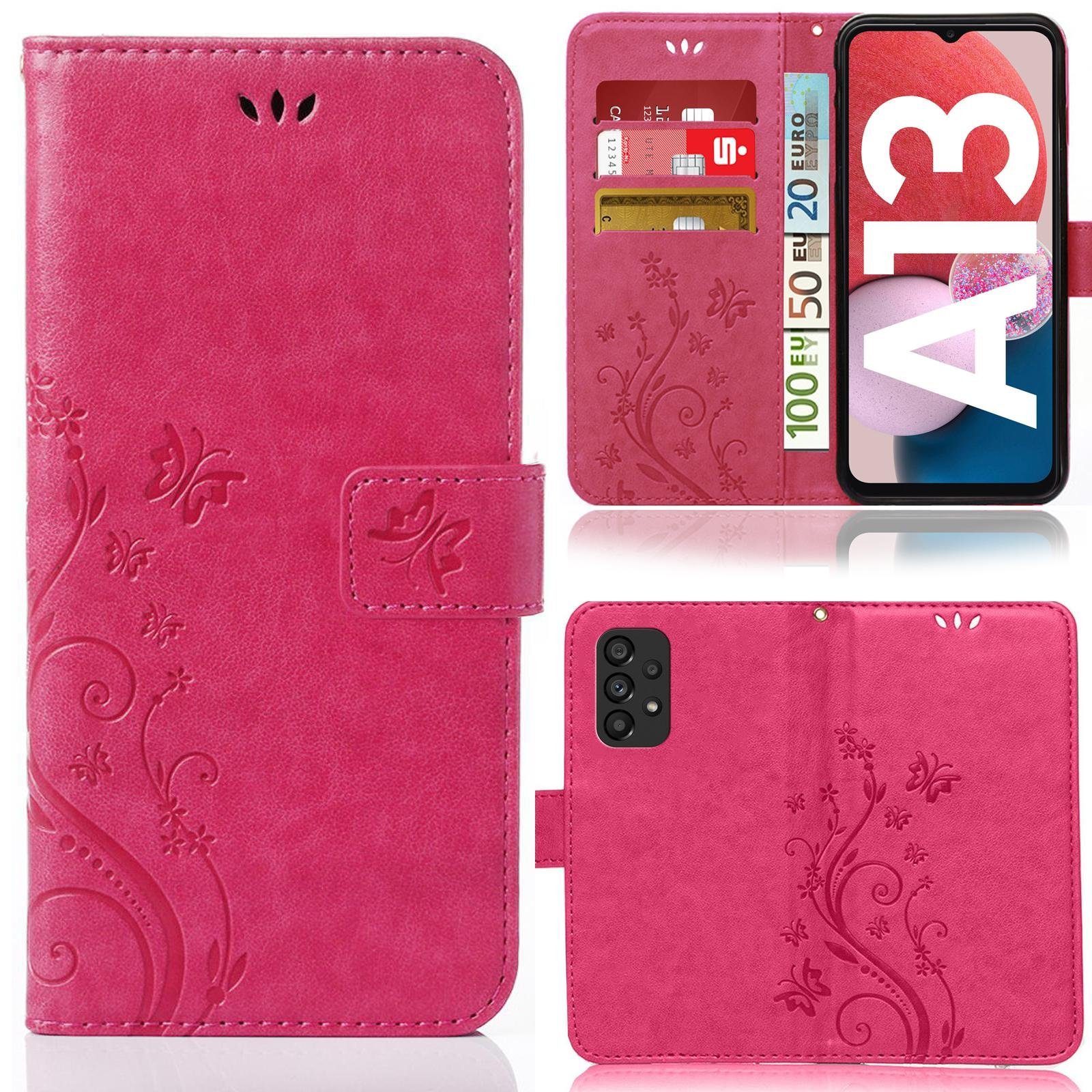 Numerva Handyhülle Bookstyle Flower Handytasche Schutzhülle für Samsung Galaxy A13, Klapphülle Flip Cover Case