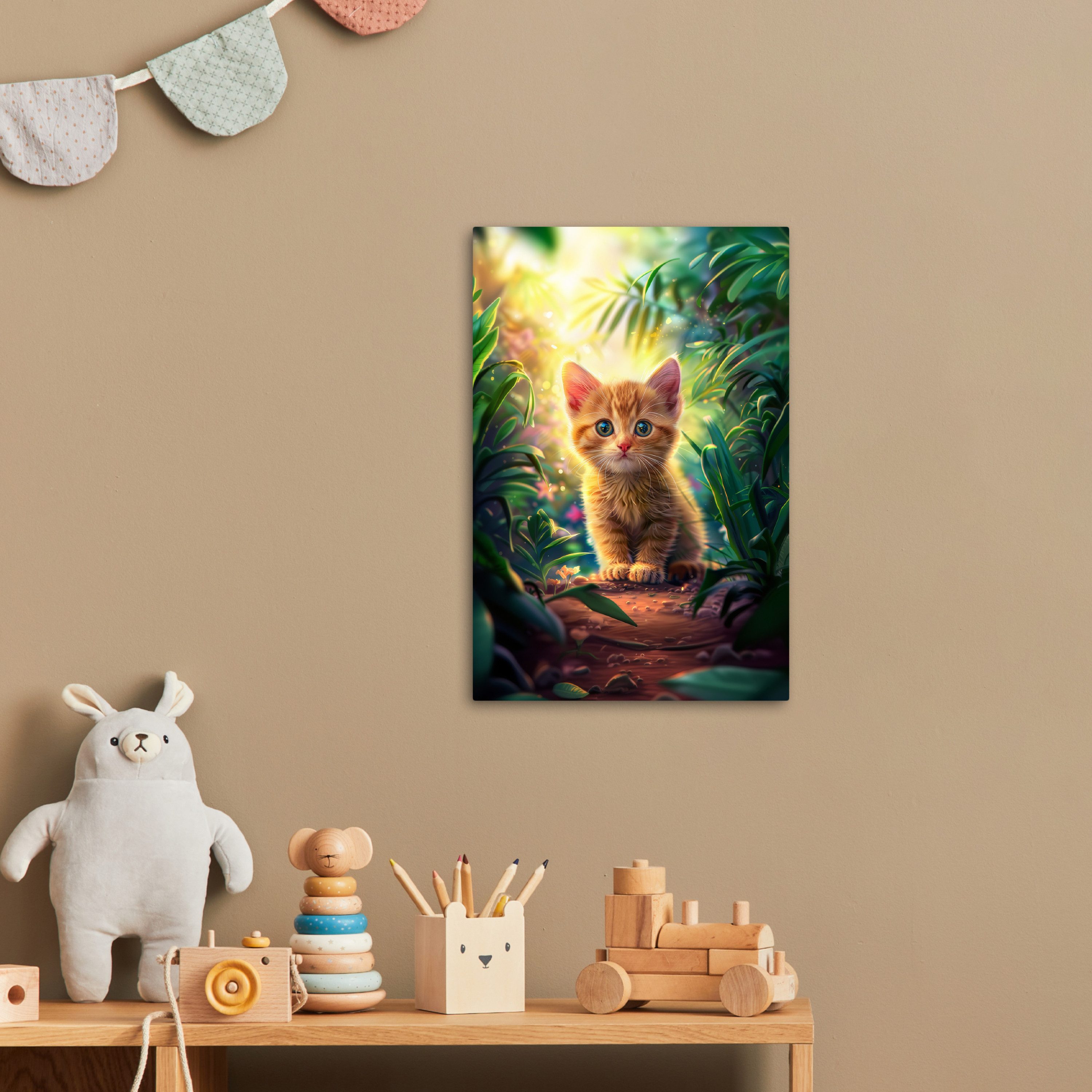 OneMillionCanvasses® Leinwandbild Katze - Tier - Natur, Fotodruck (1 St), Kinderzimmer Deko, Mädchen und Jungen Bilder 20x30 cm