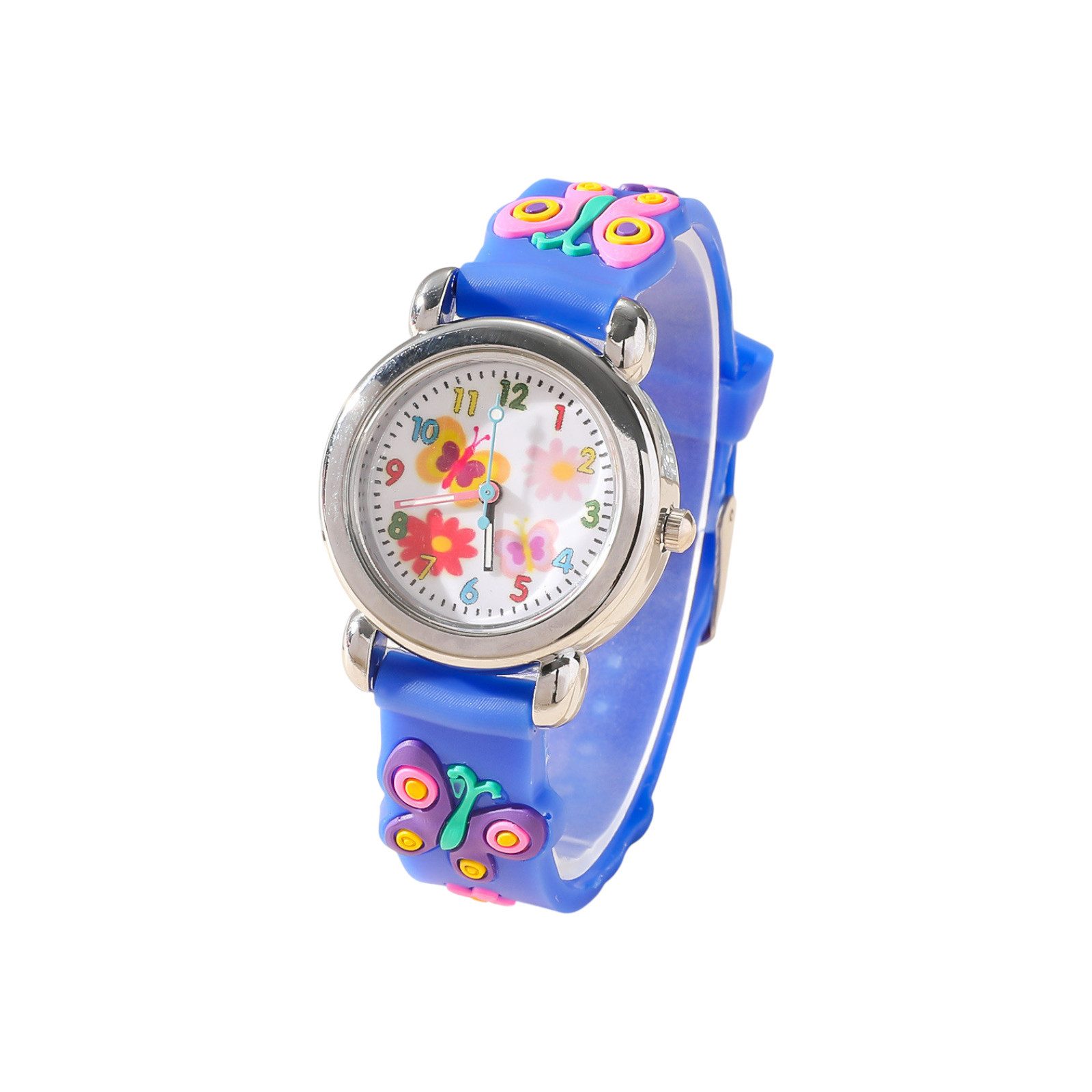 Quarzuhr Kinder Armbanduhr Silikon Uhr Bunte Kinderuhr mit Schmetterling