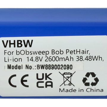 vhbw kompatibel mit bObsweep WP460011RO, WJ540011, Junior, Bob PetHair Staubsauger-Akku Li-Ion 2600 mAh (14,4 V)